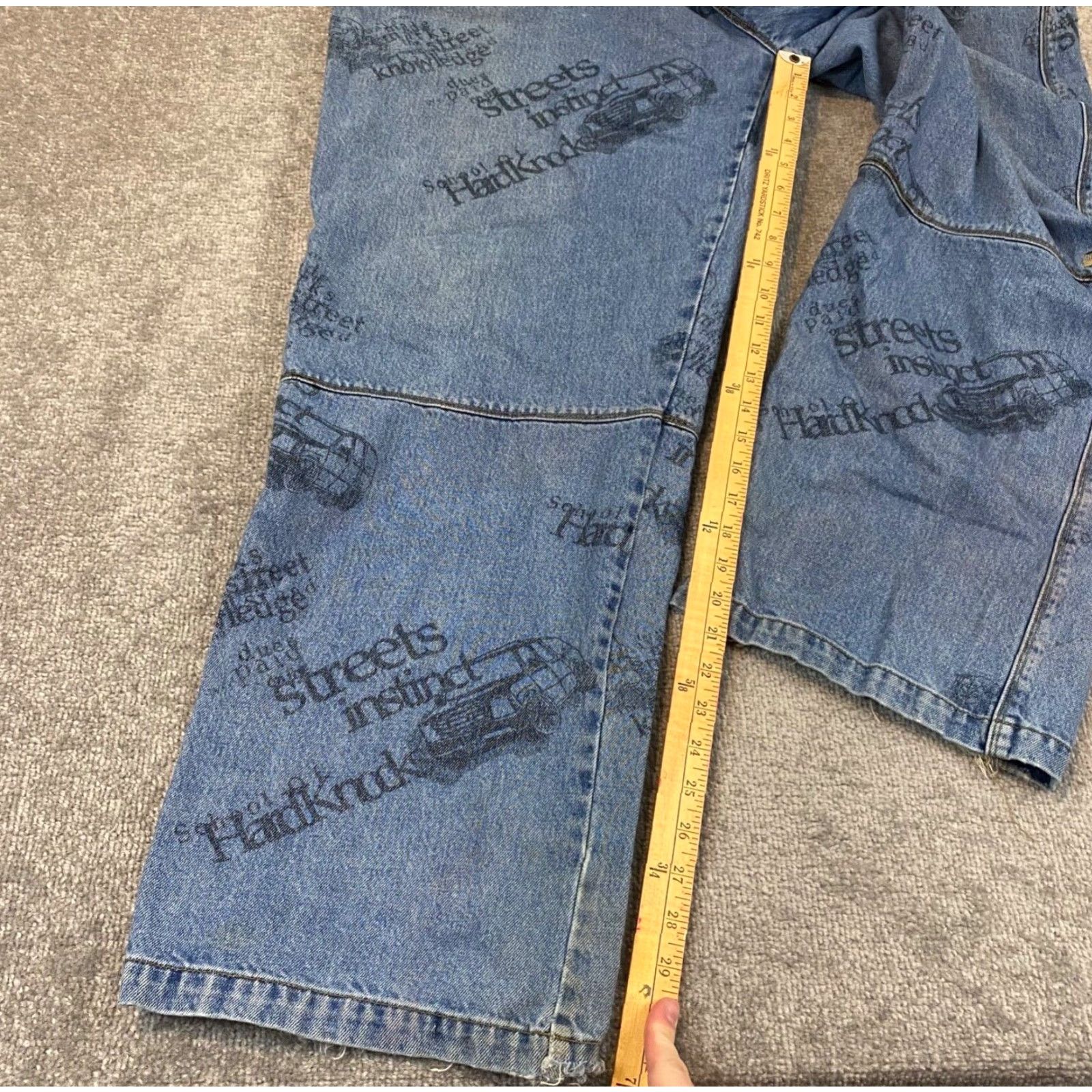 Vintage School of Hard Knocks Jeans Mens 40x32 Blue Light Wash Wide-Leg Baggy Y2K Size US 42 / EU 58 - 4 Thumbnail