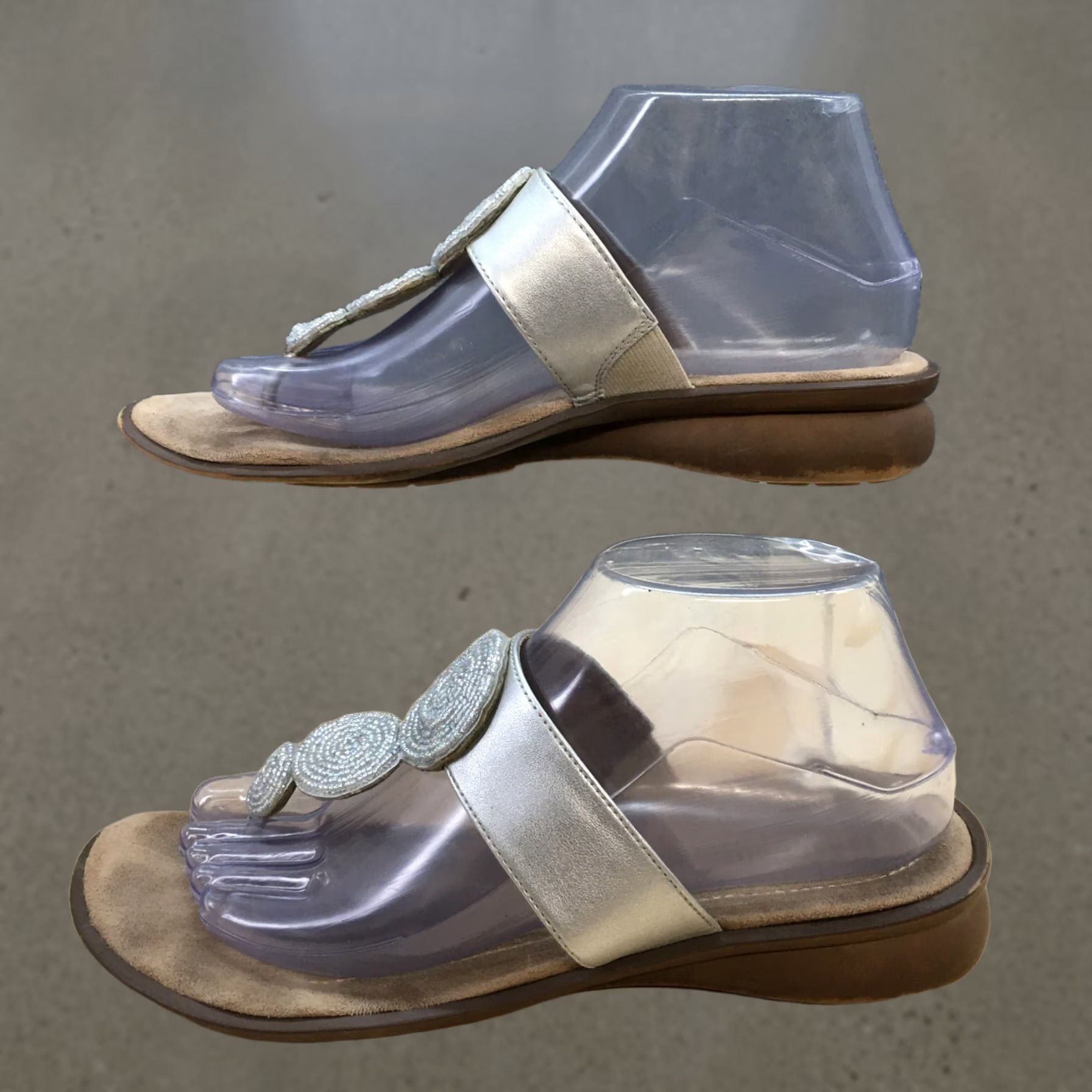 Naturalizer Naturalizer Sandals Womens 8M Jillian Thong Gray Faux Leather Rhinestone Casual Size US 8 / IT 38 - 1 Thumbnail
