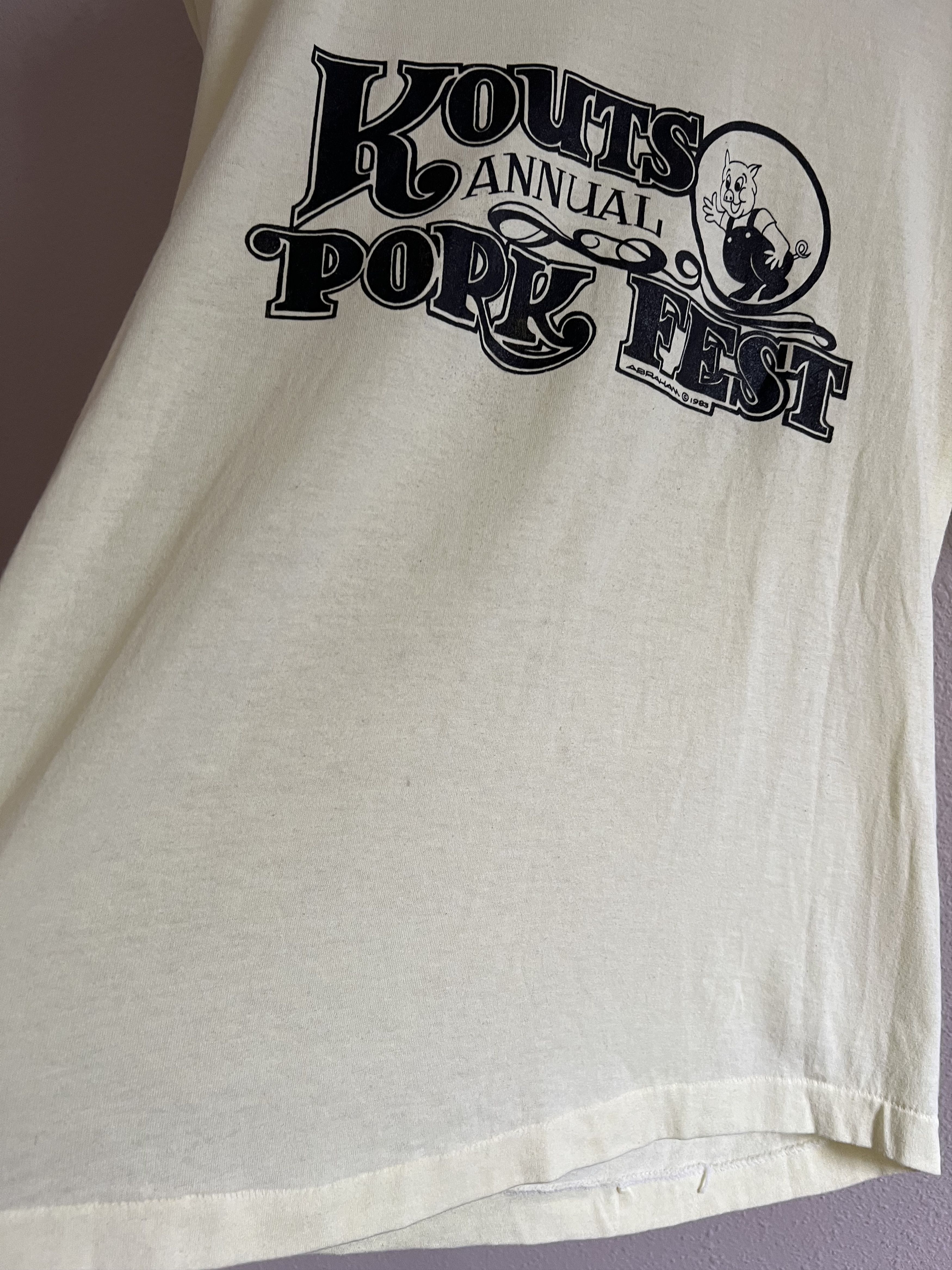 Vintage Vintage 80s Kouts Pork Fest Tee in Yellow Size US XL / EU 56 / 4 - 5 Thumbnail