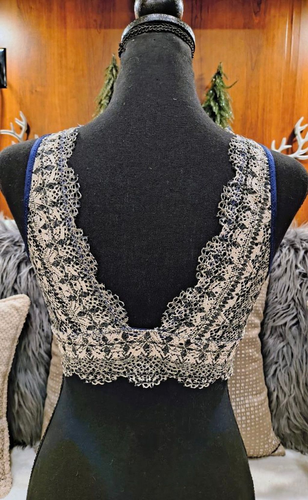 Victoria's Secret Women's Victoria's Secret Bralette S Beige Blue Lace Size ONE SIZE - 3 Thumbnail