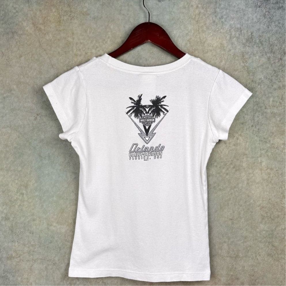 Harley Davidson × Vintage Vintage Y2K Harley Davidson T Shirt Sz M Baby Tee Biker Size M / US 6-8 / IT 42-44 - 3 Thumbnail