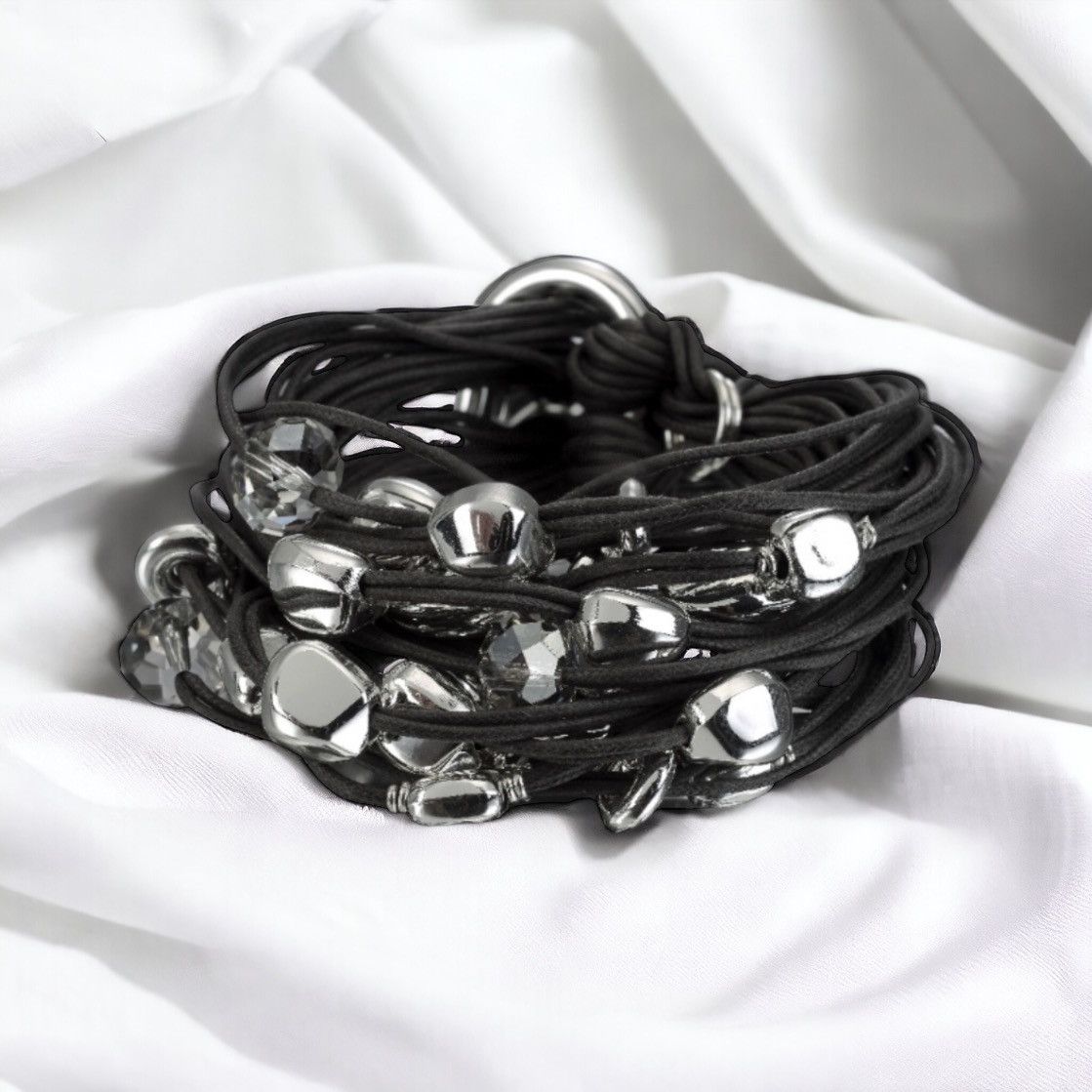 Other Multi strand crystal bead and iridium silver cord bracelet Size ONE SIZE - 1 Thumbnail