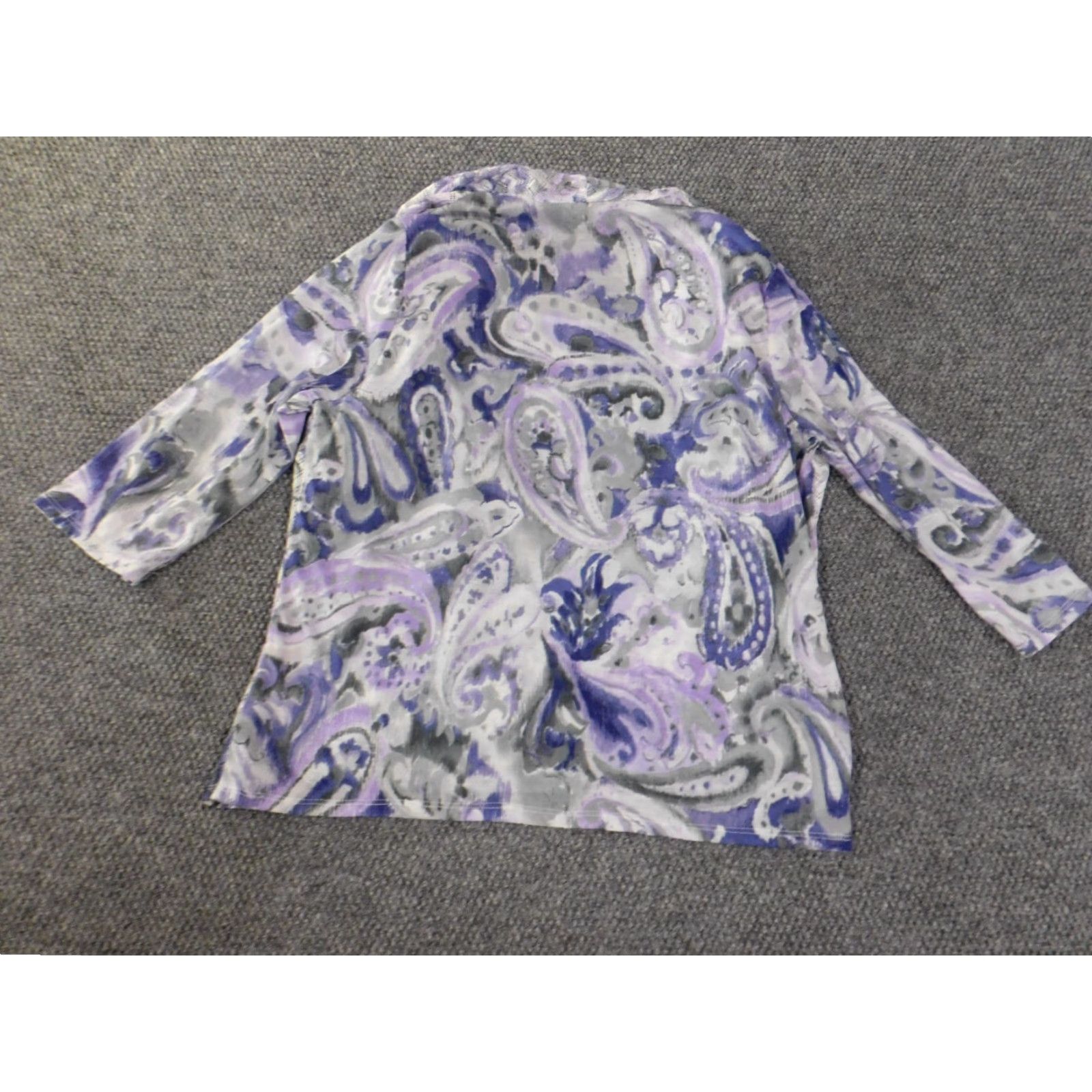 Vintage Alfred Dunner Blouse Women's 1X Purple Geometric Lined Knit Polyester Pullover Casual Shawl Cape Top Geometric Pattern Kang Size XL / US 12-14 / IT 48-50 - 7 Thumbnail
