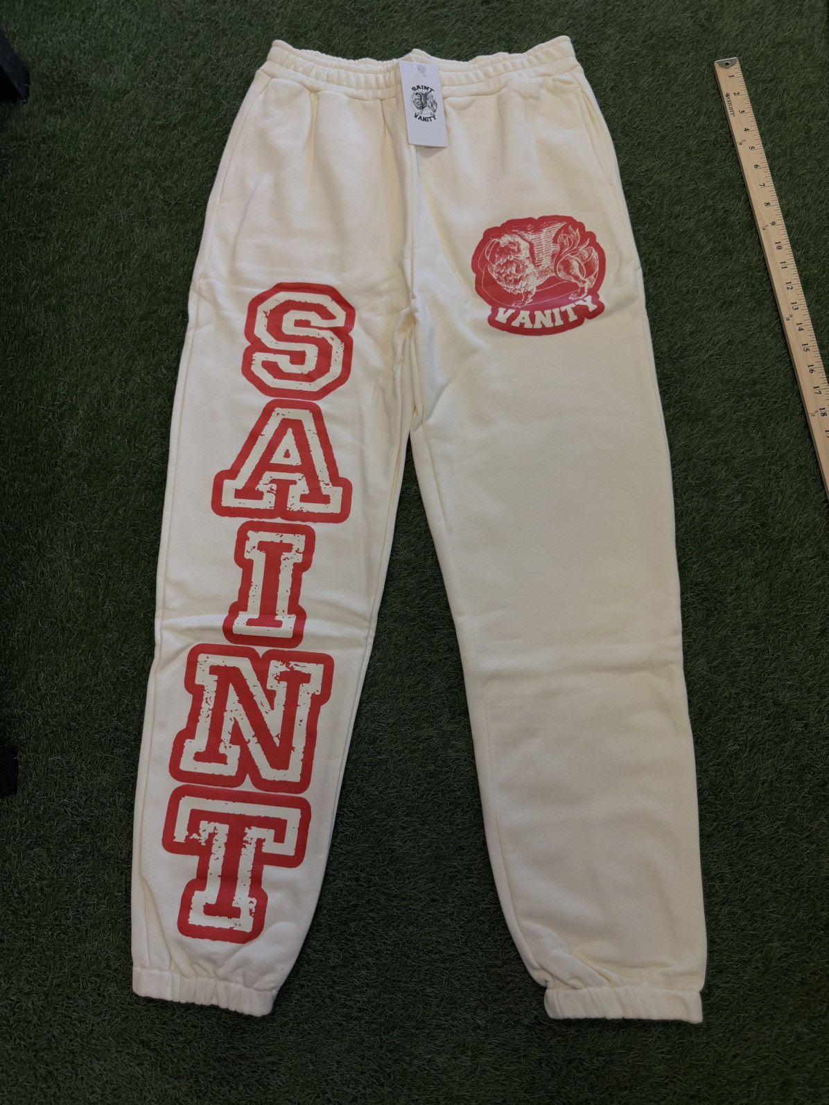 Saint Vanity Saint Vanity Cream Red Sweatpants Size XL (NEW) Size US 31 - 1 Thumbnail