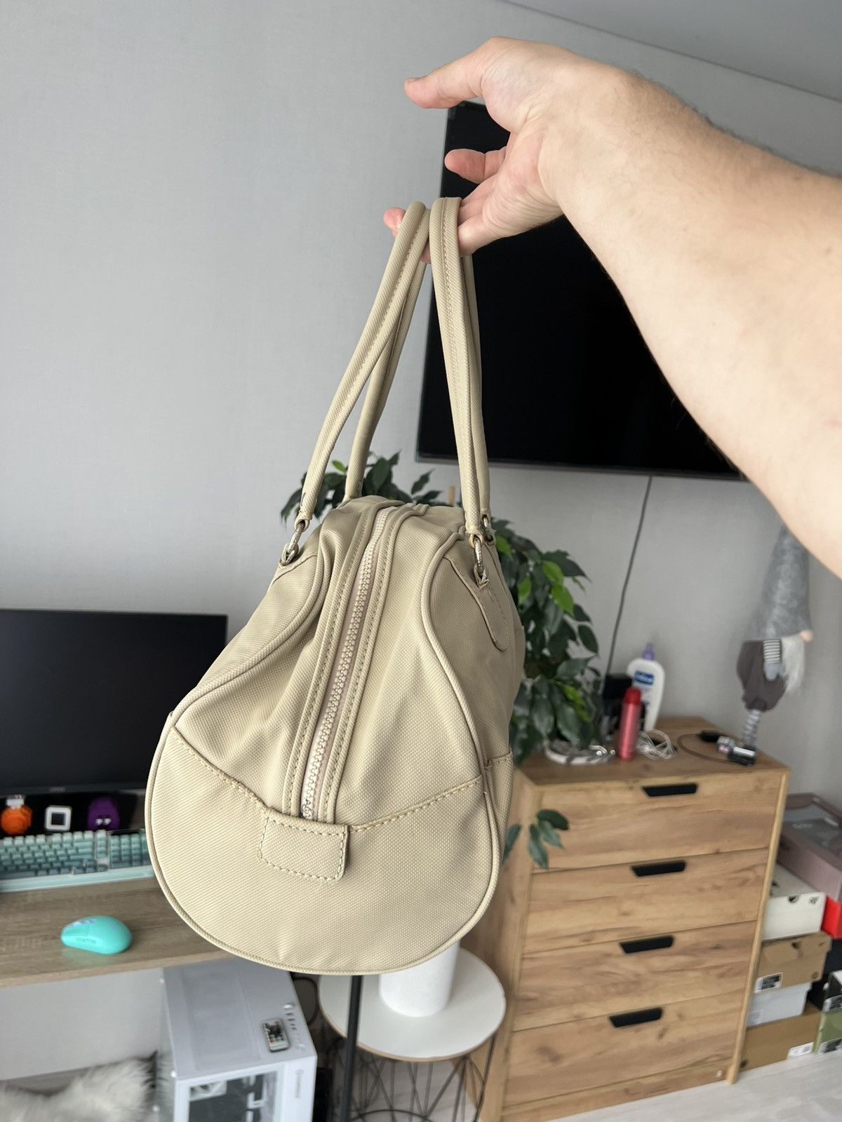 Lacoste 🐊Y2K Lacoste Vintage Bowling Bag Beige Green Croc 2000s Size ONE SIZE - 7 Thumbnail