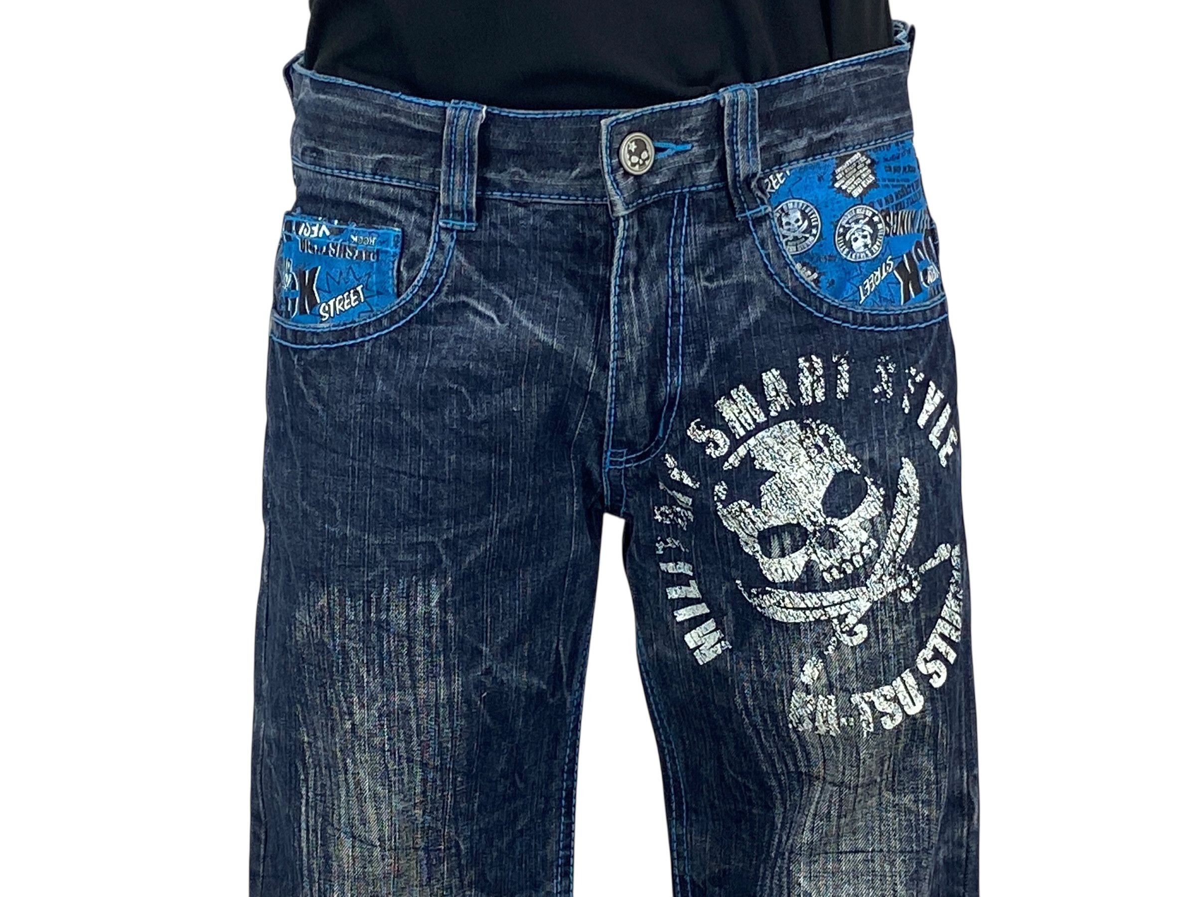 Japanese Brand Batsu Pants Casual Pants Skull Print Pants Size 26" / US 2 / IT 38 - 3 Thumbnail