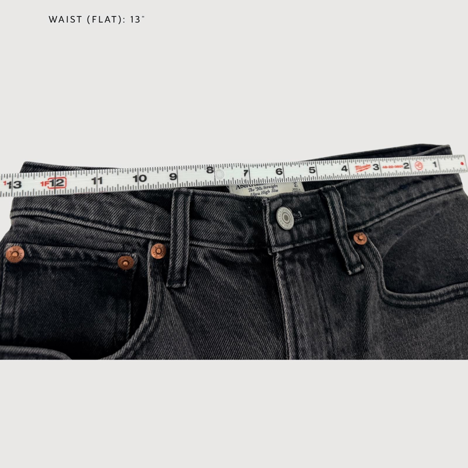 Abercrombie & Fitch Abercrombie 90s Straight Jeans High Rise Black Wash 26 Size 26" / US 2 / IT 38 - 7 Thumbnail