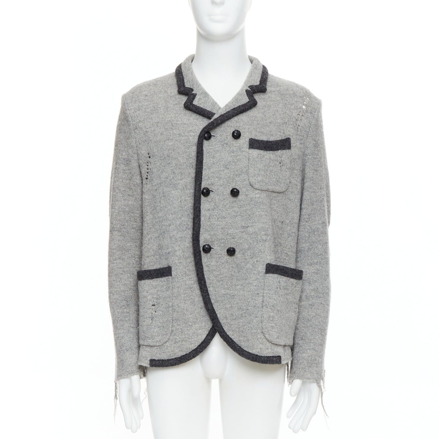 Maison MIHARA YASUHIRO MIHARA YASUHIRO grey wool distressed grunge nautical blazer jacket L Size 50R - 1 Thumbnail