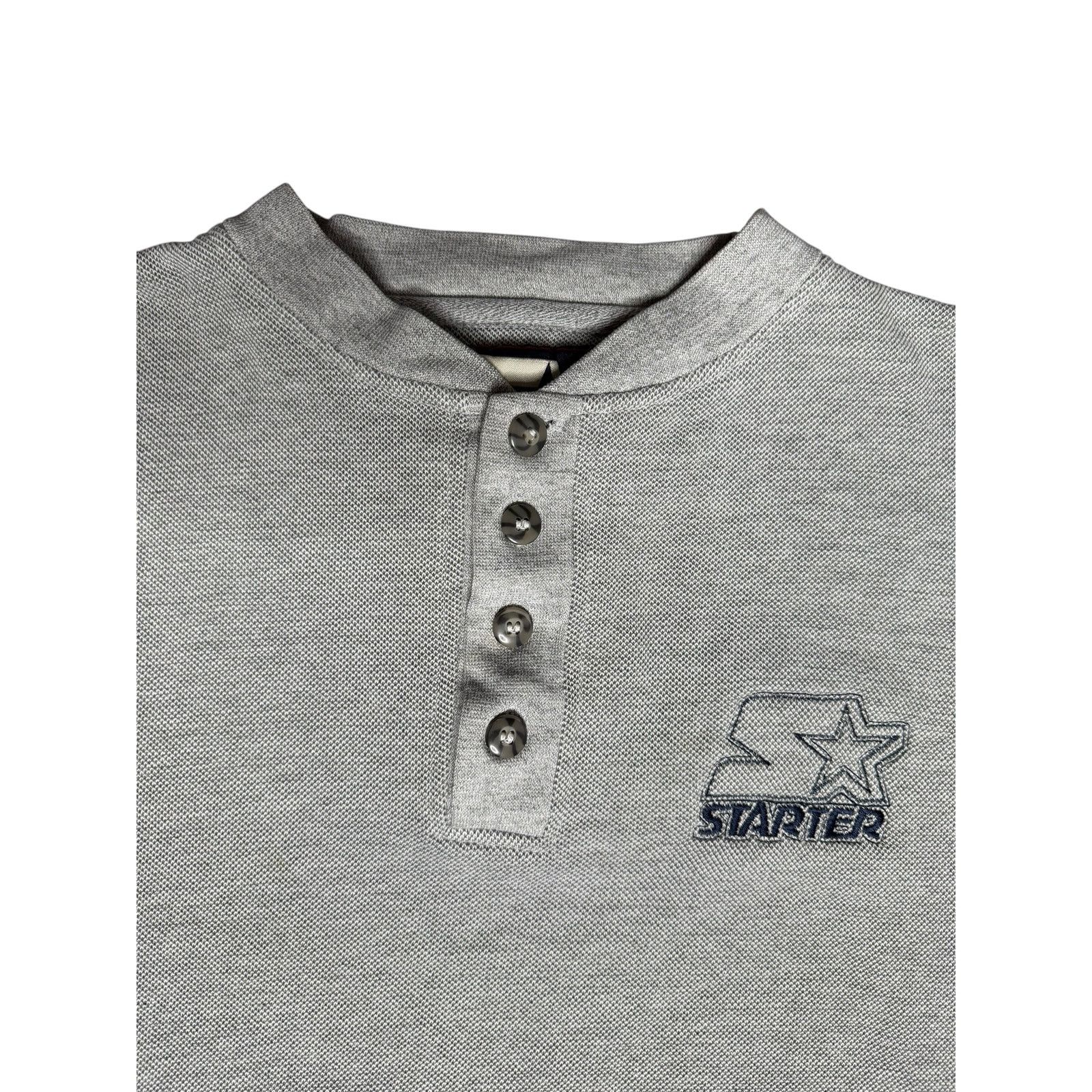 Starter × Vintage Vintage 90s Starter Logo Henley Pullover Sweatshirt Size US L / EU 52-54 / 3 - 3 Thumbnail