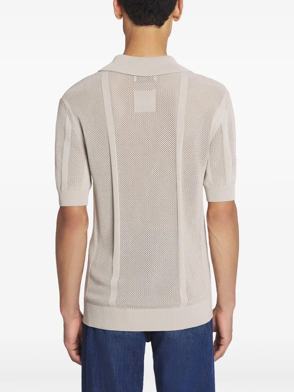 Lanvin oc11z0426 Open knit Polo Shirt in Light Beige Size US XL / EU 56 / 4 - 3 Thumbnail