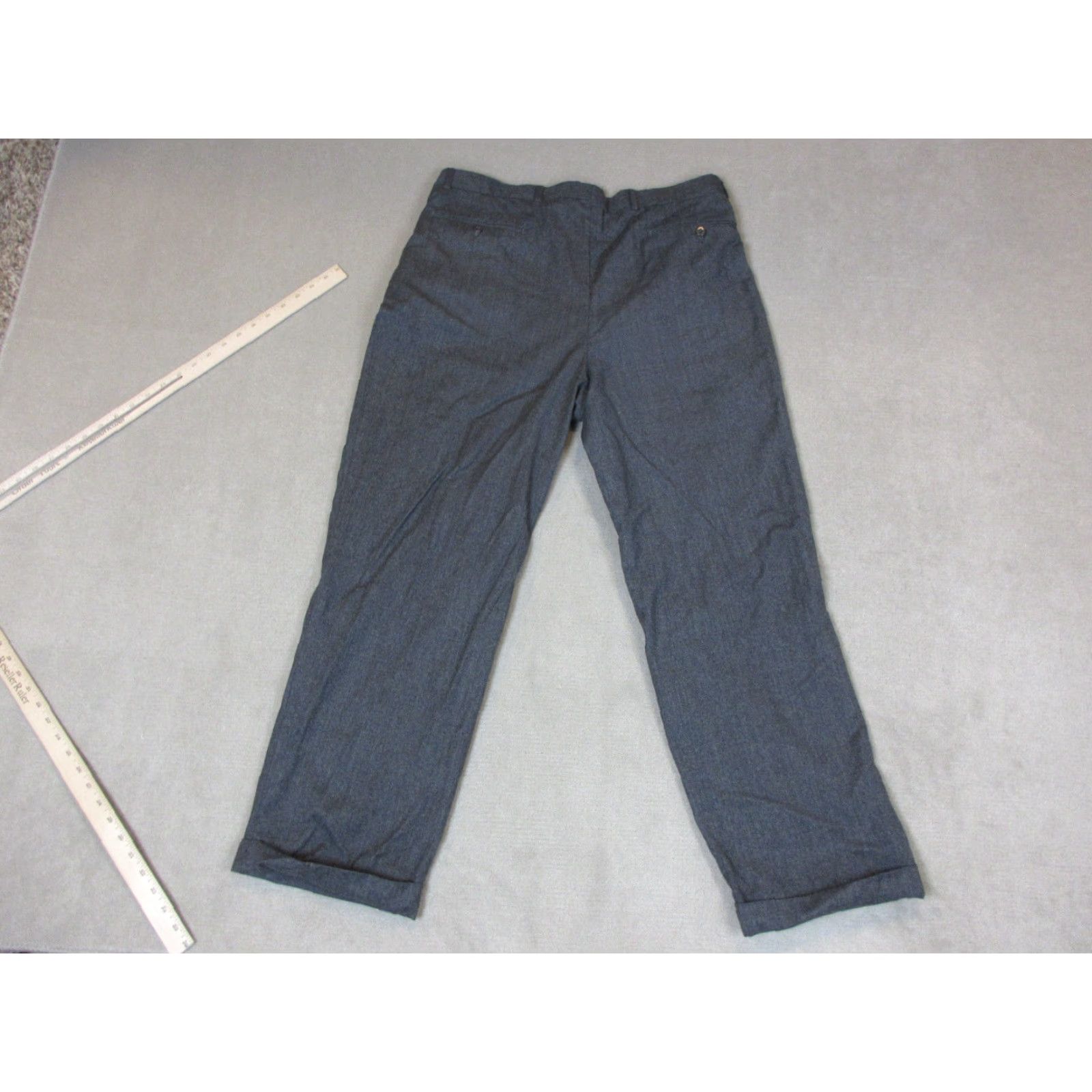 Zanella Zanella Pants Mens 35x30 Gray Dress Slacks Wool Pleated Cuffed Made In Italy Size US 35 - 6 Thumbnail