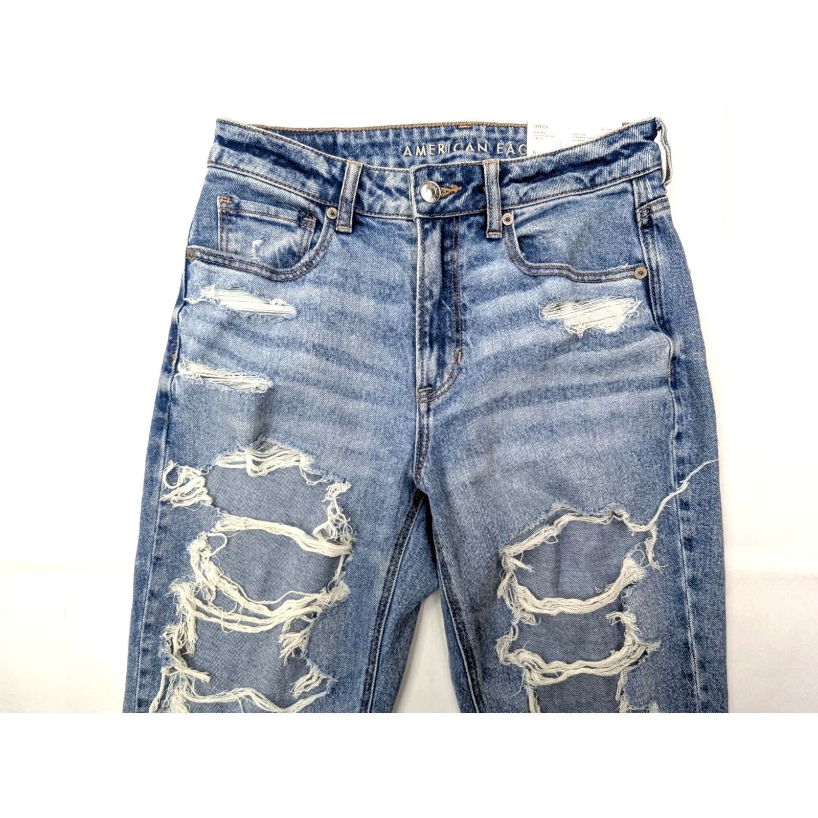 American Eagle Outfitters American Eagle Outfitters Mom Jeans Distressed Women 6 Short 28x26 Denim Blue 90s Grunge Retro Rock NWT Size 27" / US 4 / IT 40 - 4 Thumbnail