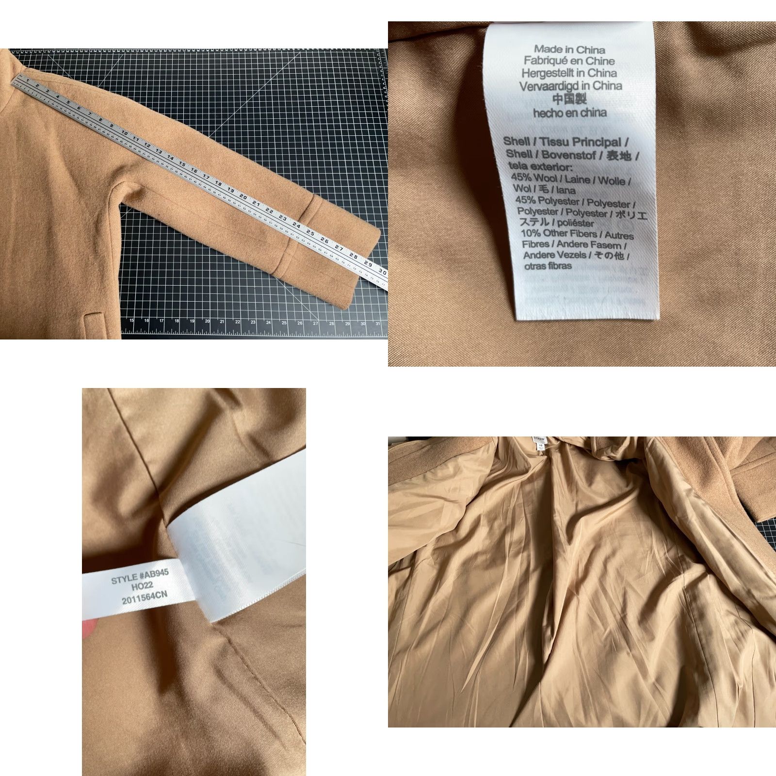 J.Crew VINTAGE J.Crew Factory Wool City Coat Women's 16 Beige Hidden Zip Mid Length AB945 Size XXL / US 16-18 / IT 52-54 - 8 Thumbnail