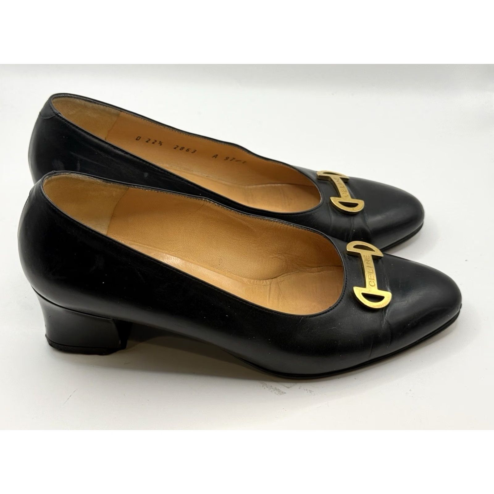 Celine VINTAGE CELINE Horsebit Metal Leather Pumps Women Black US 5.5-6 22.5 Shoes Size US 5.5 / IT 35.5 - 2 Thumbnail