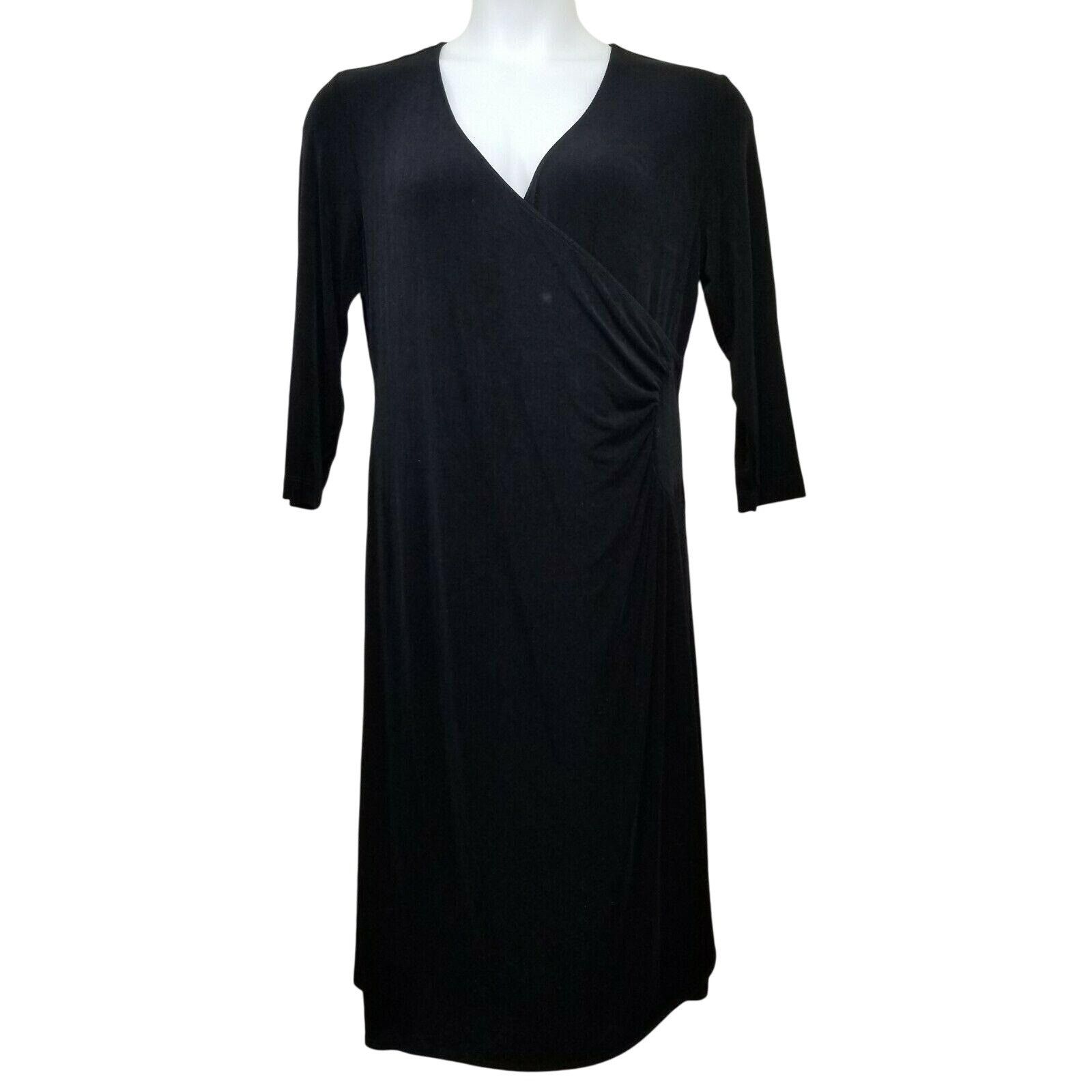 Vintage Chicos Travelers 2 Dress Black Stretch Knit USA Faux Wrap LB Size L / US 10 / IT 46 - 1 Thumbnail