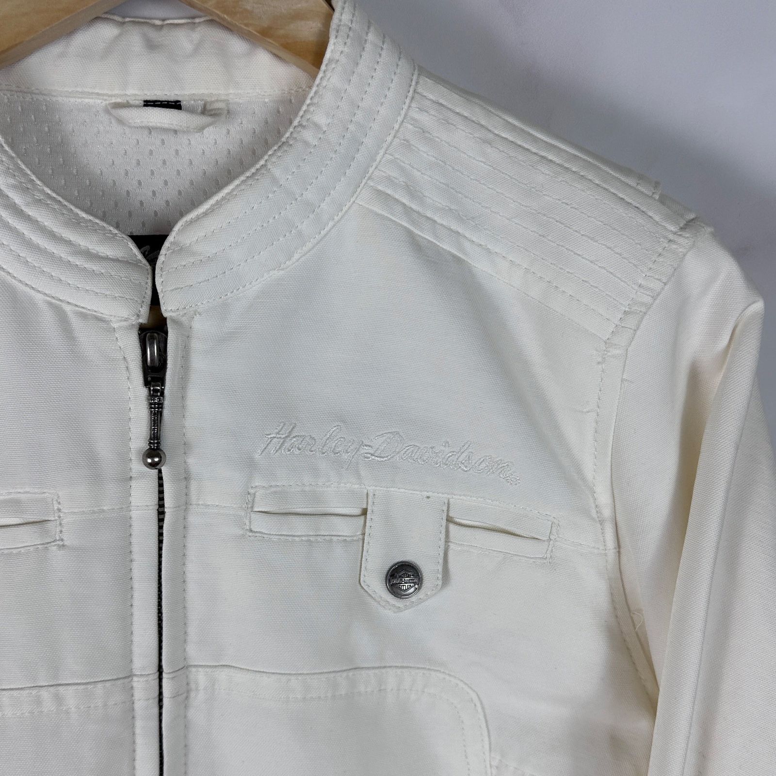 Harley Davidson White Rhinestone Motorcycle Jacket Size S / US 4 / IT 40 - 7 Thumbnail