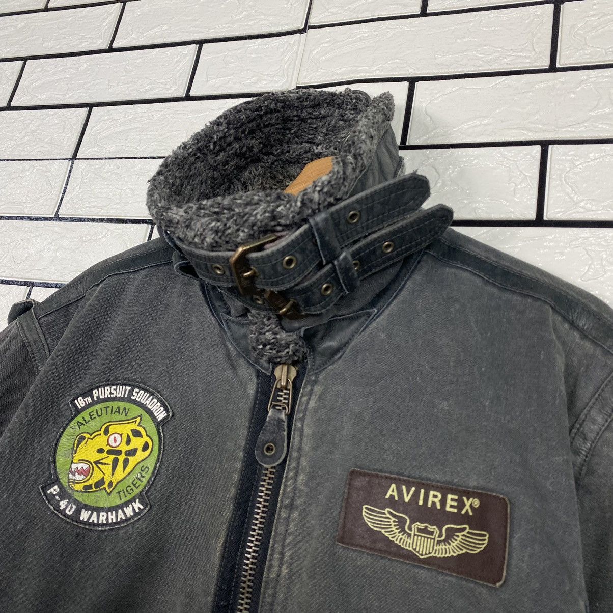 Avirex 🔥VINTAGE BIKER MILITARY JACKET AVIREX BIG LOGO BACKHIT USN Size US XL / EU 56 / 4 - 11 Thumbnail