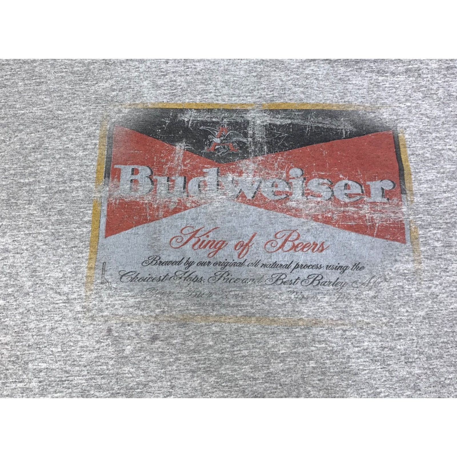 Hanes VINTAGE Hanes Shirt Mens XL Gray Budweiser King of Beer Crew Neck Short Sleeve 11760 USA Beer 90s Mens Size US XL / EU 56 / 4 - 2 Thumbnail