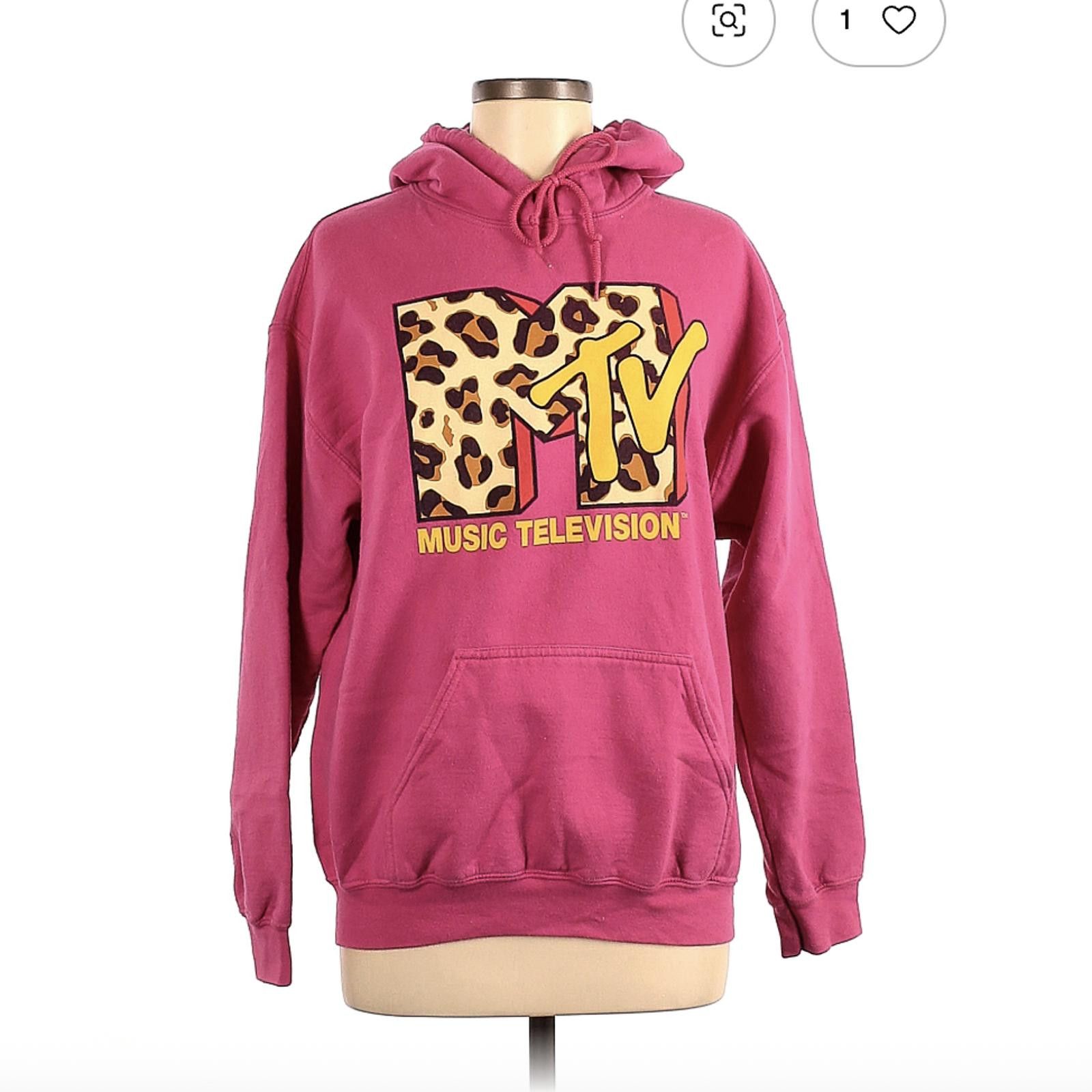 Mtv MTV Pink Pullover Hoodie Size M Leopard Print Logo Size M / US 6-8 / IT 42-44 - 1 Thumbnail