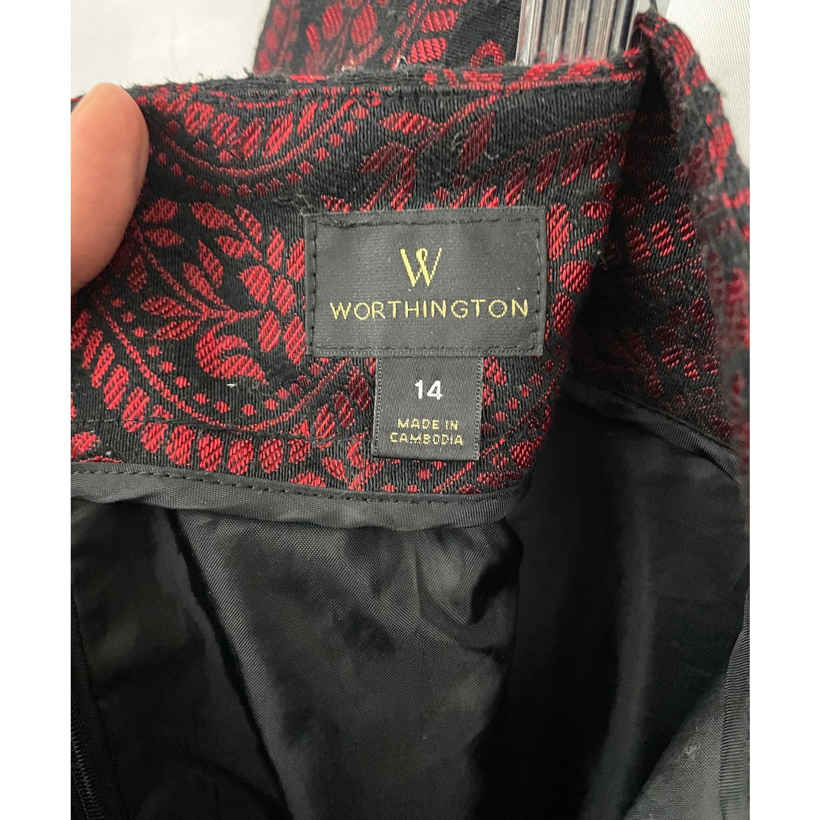 Worthington Worthington Red Paisley Pencil Skirt Sz 14 Lined Business Size 36" / US 14 / IT 50 - 3 Thumbnail