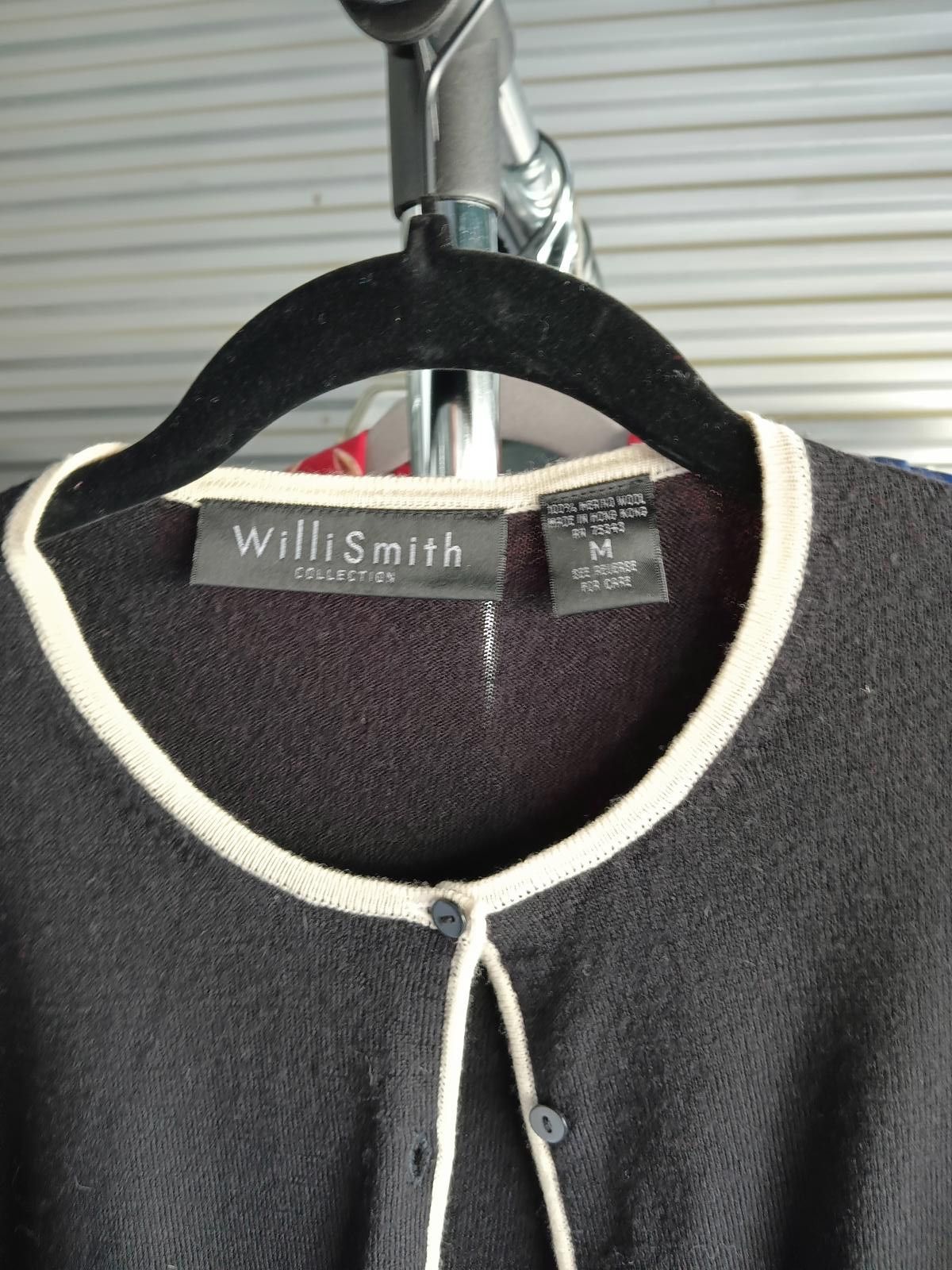 Willi Smith Willi Smith Collection Black Merino Wool Cardigan Size M / US 6-8 / IT 42-44 - 3 Thumbnail