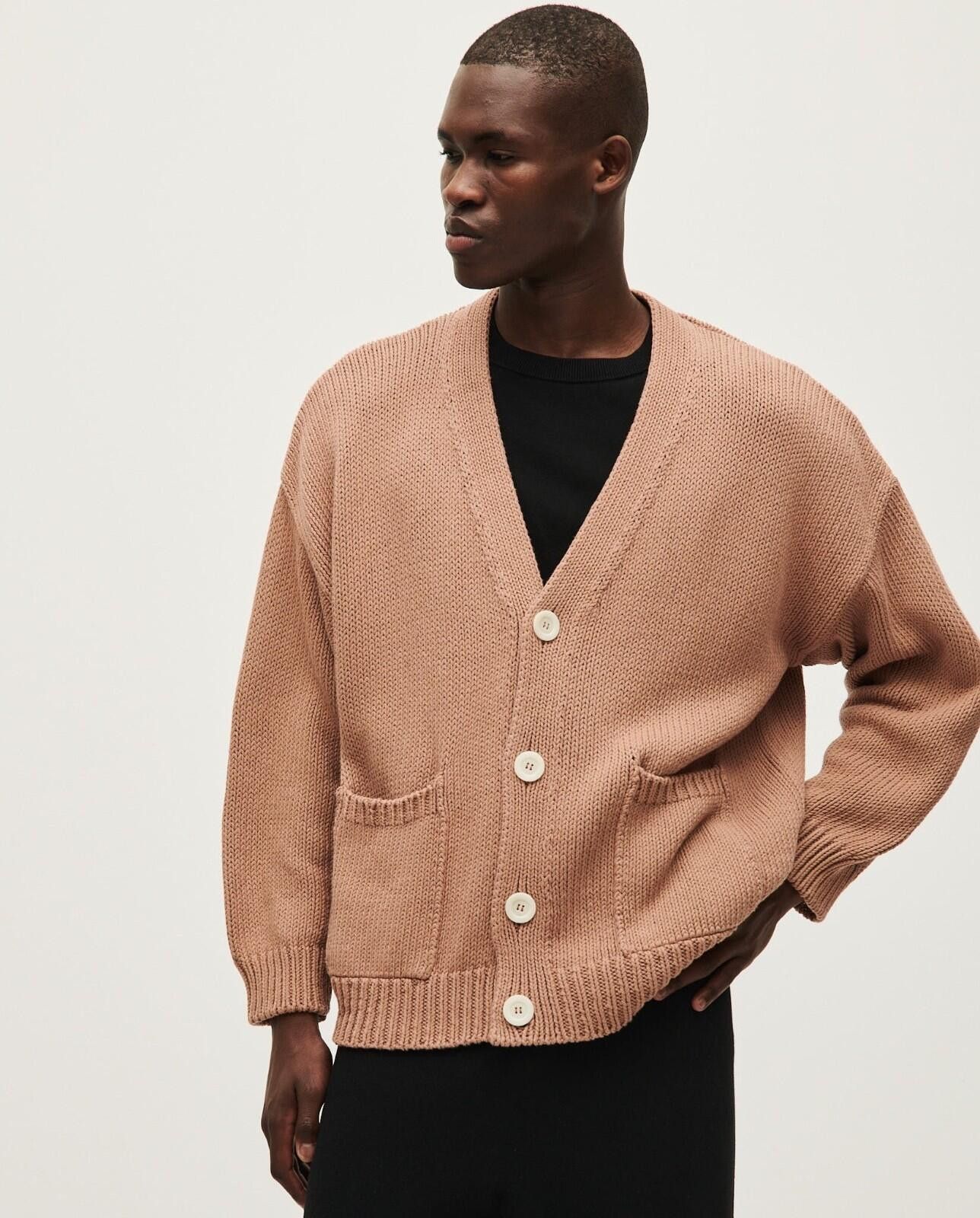 Other Babaa Men's no16 Roasted Fig Dusty Pink Cardigan Sweater Size US M / EU 48-50 / 2 - 1 Thumbnail