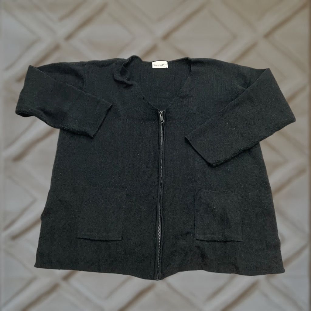 Vintage VINTAGE? No. Just Charlot Halton Full Zip Sweater Women One Size Black Acrylic Wool Knit Size ONE SIZE - 1 Thumbnail