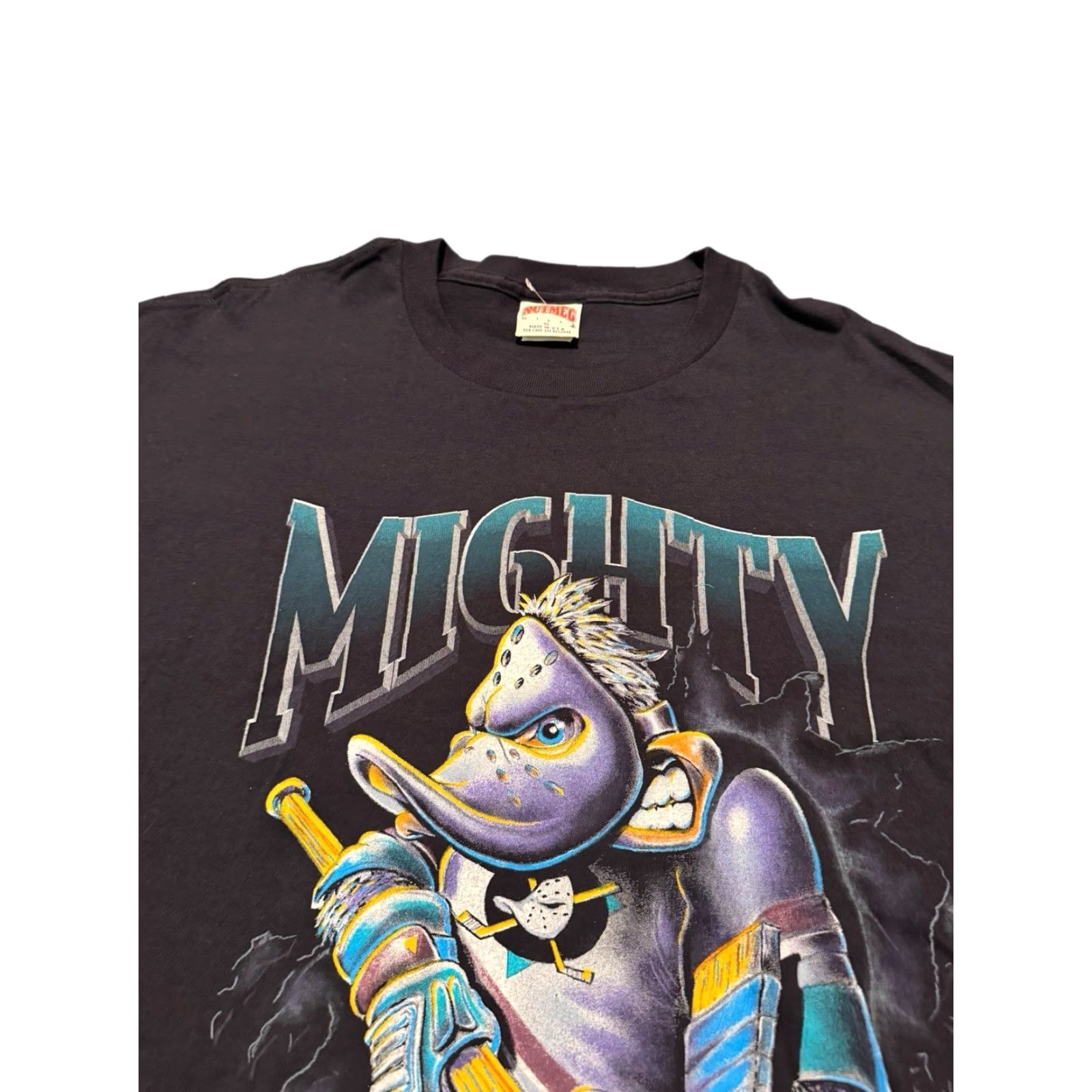 Nutmeg VINTAGE Mighty Ducks T Shirt XL Nutmeg Mills NHL Hockey Double-Sided Graphic 90s Mens Black Cotton Adult XL T-Shirt Size US XL / EU 56 / 4 - 3 Thumbnail