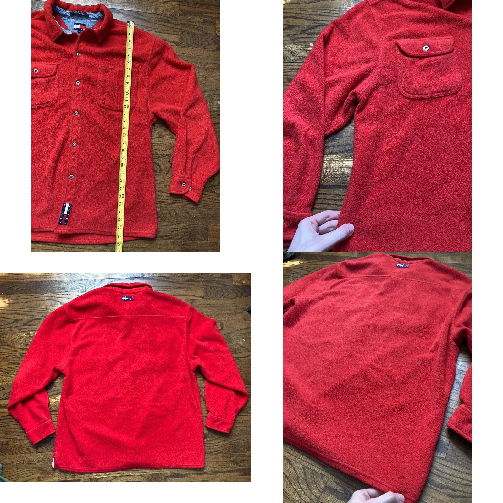 Tommy Hilfiger VINTAGE Tommy Hilfiger Shirt Jacket Mens Sz Large Button Up Shacket Red 90s Size US L / EU 52-54 / 3 - 8 Thumbnail
