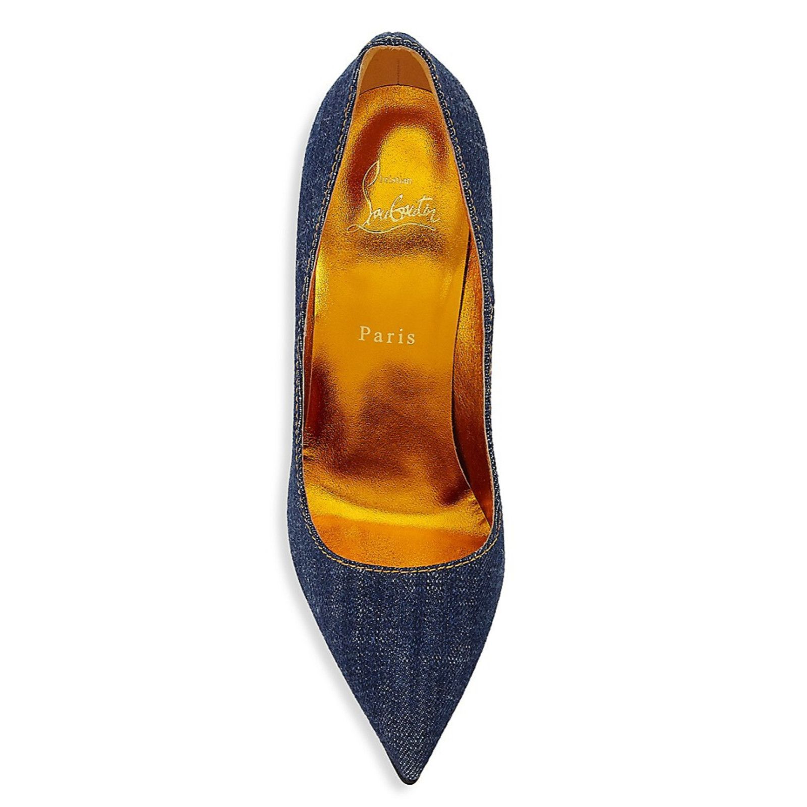 Christian Louboutin So Kate 120 Blue Denim Saba Gold Stiletto Heel Pump 38.5 Size US 8.5 / IT 38.5 - 6 Thumbnail
