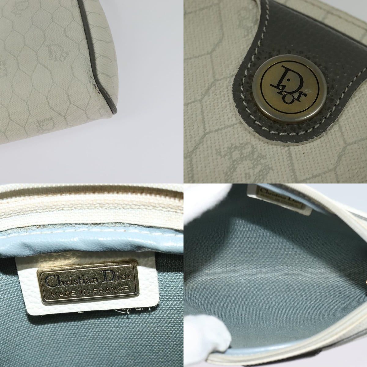 Dior DIOR Honeycomb Canvas Shoulder Bag Pvc White Gold Size ONE SIZE - 11 Thumbnail
