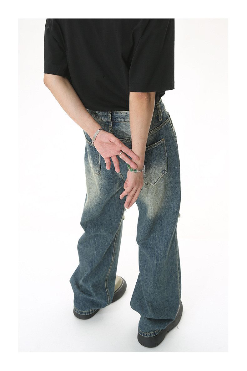 Japanese Brand × Jean Japanese retro loose straight knee ripped jeans Size US 32 / EU 48 - 5 Thumbnail