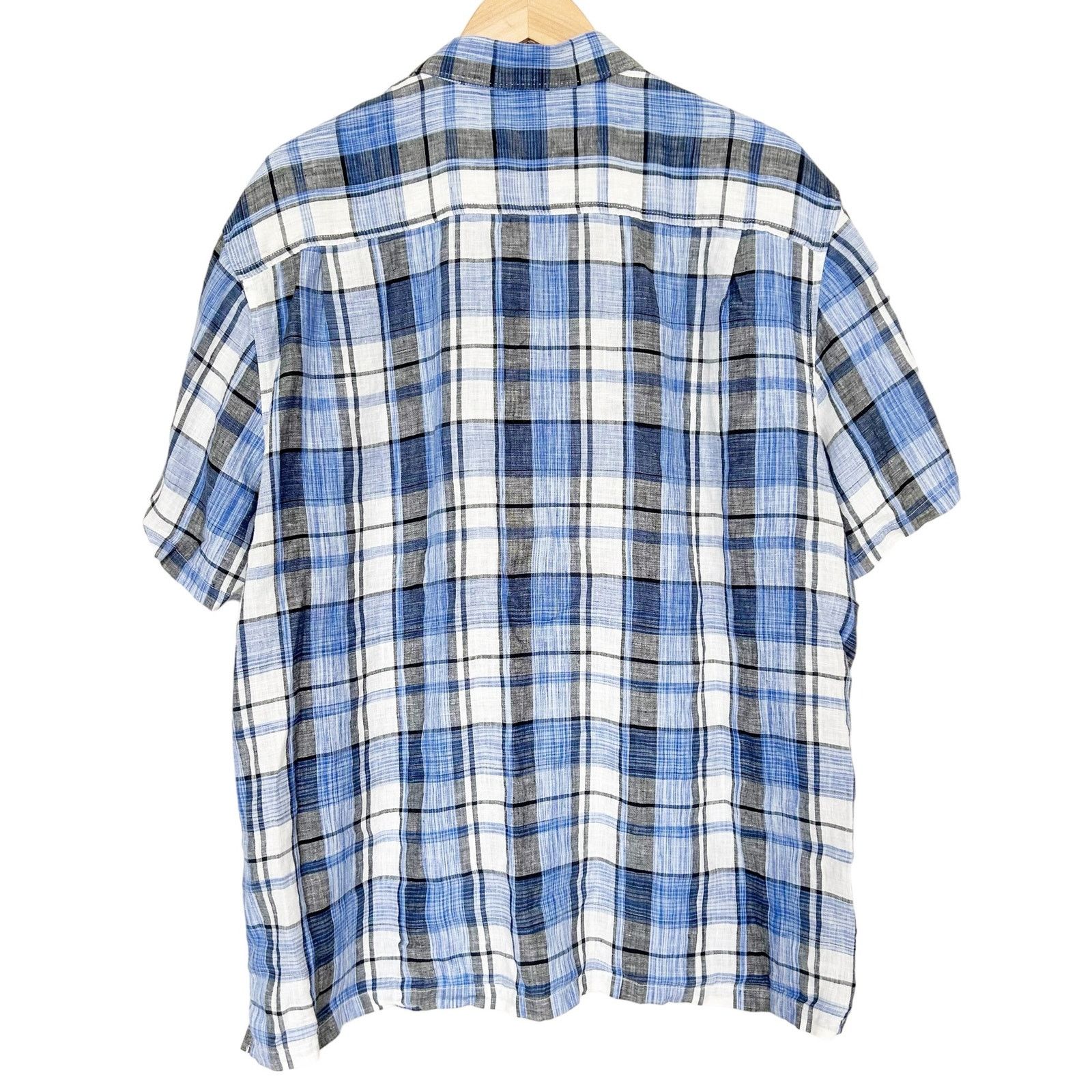 Tommy Bahama Tommy Bahama Blue Plaid Linen Short Sleeve Button Down Sz XL Size US XL / EU 56 / 4 - 5 Thumbnail