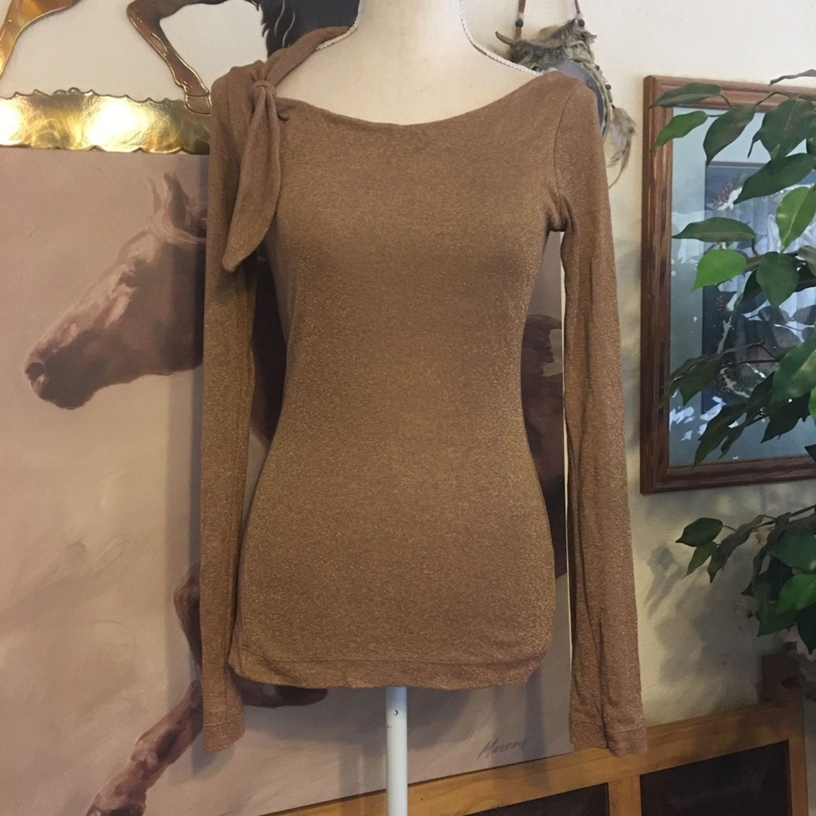 Michael Stars Michael Stars metallic brown long sleeve top Size ONE SIZE - 1 Thumbnail