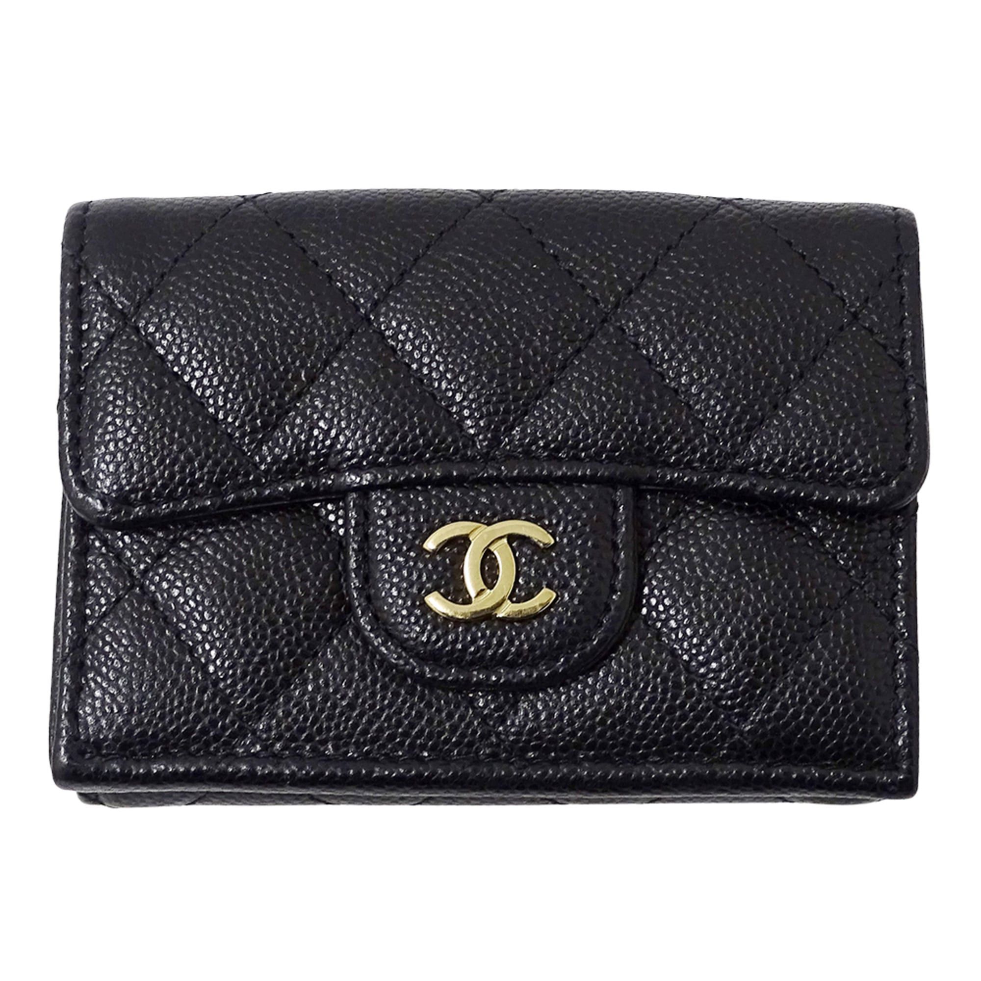 Chanel Chanel Matelassé Women's Tri-fold Wallet, Caviar Leather, Black with Gold Hardware, Mini Wallet Size ONE SIZE - 1 Thumbnail