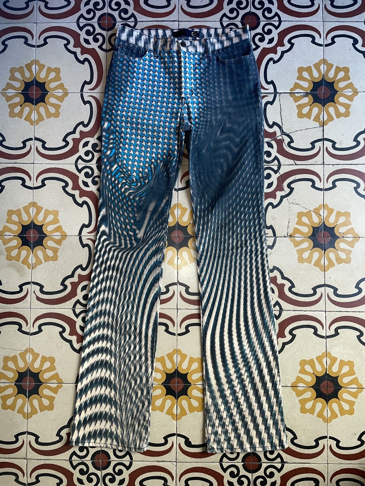 Just Cavalli × Roberto Cavalli Roberto Cavalli 90s Psychedelic Illusion Flared Bootcut Pant Size 30" / US 8 / IT 44 - 1 Thumbnail