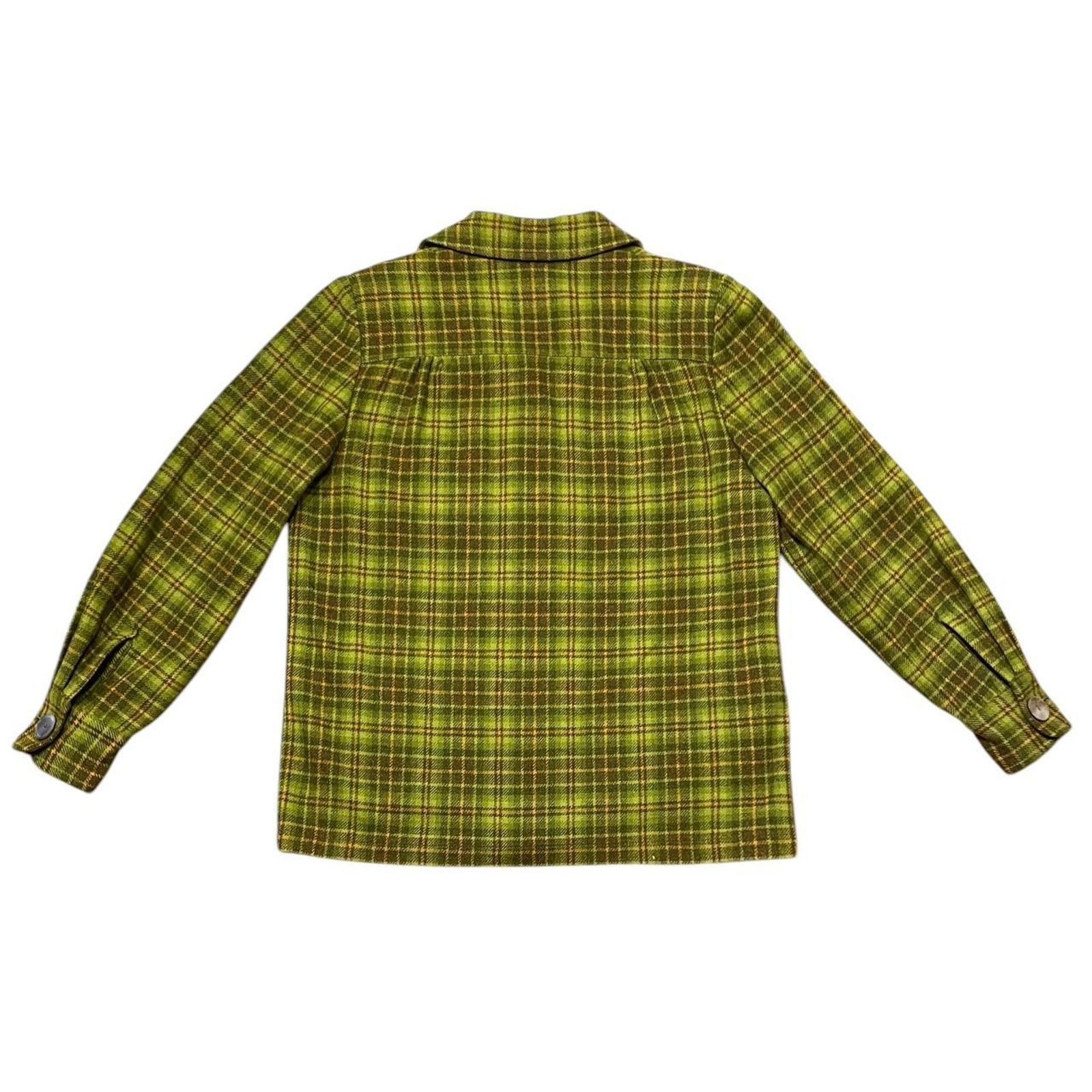 Pendleton RARE VTG 1950s Pendleton Womens 49er Green Plaid Wool Jacket Size L / US 10 / IT 46 - 2 Thumbnail