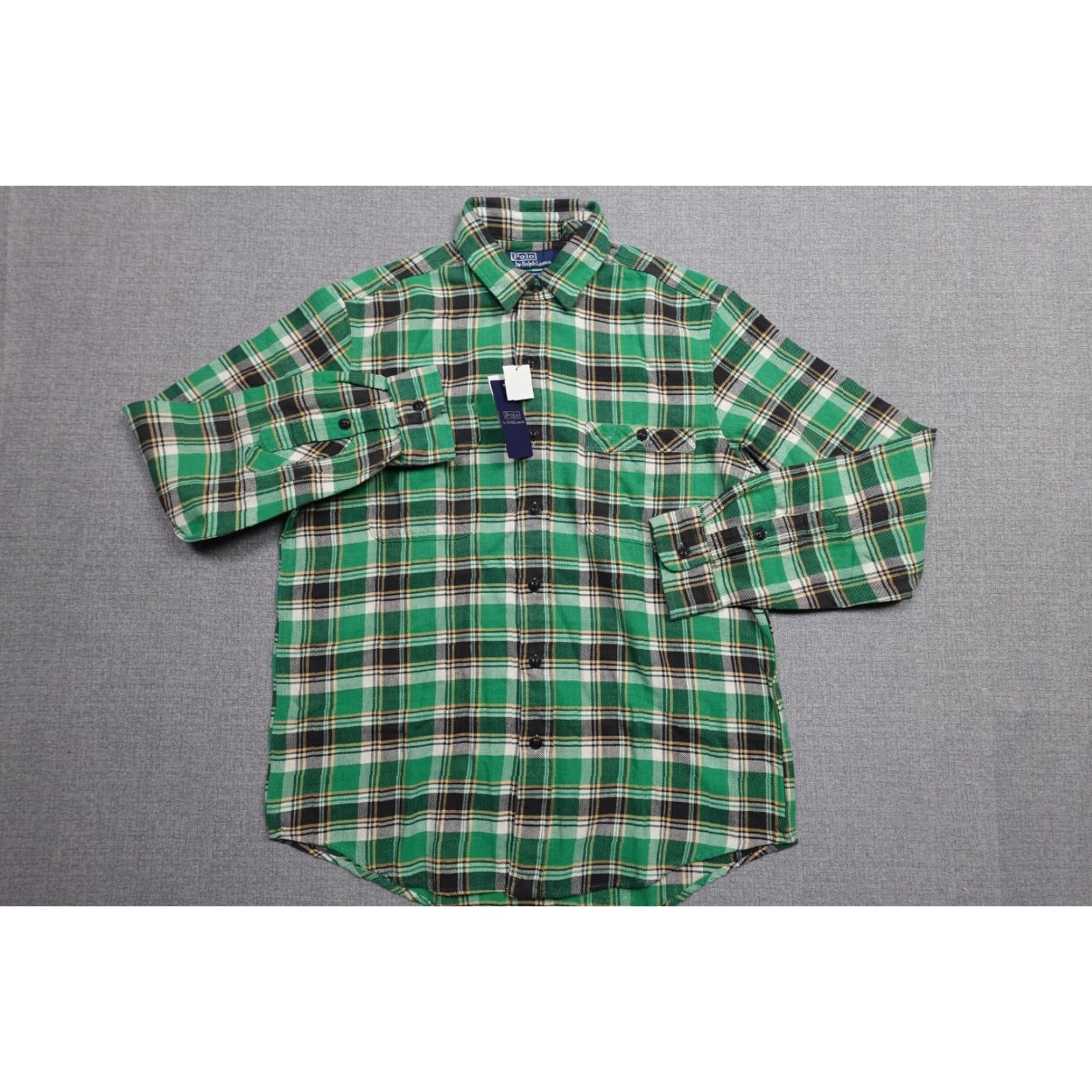 Polo Ralph Lauren Polo Ralph Lauren Twill Button-Up Shirt Mens Large Green Plaid Chin Strap NEW* Size US L / EU 52-54 / 3 - 5 Thumbnail