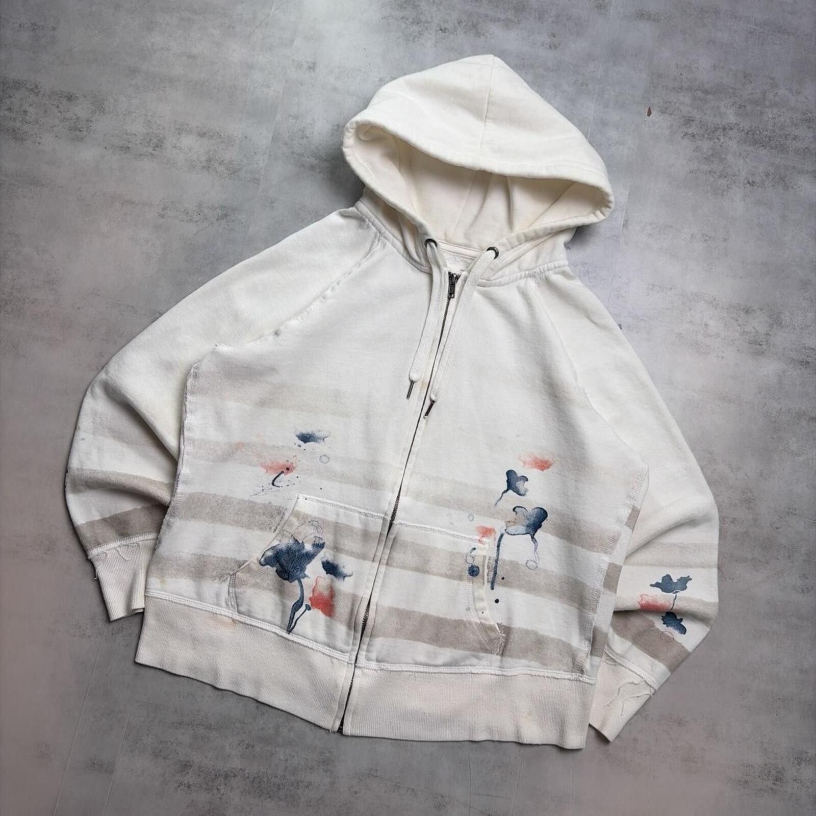 Other Y2K White GRG Grunge Floral Gothic Skater Zip Up Hoodie Size M / US 6-8 / IT 42-44 - 2 Thumbnail