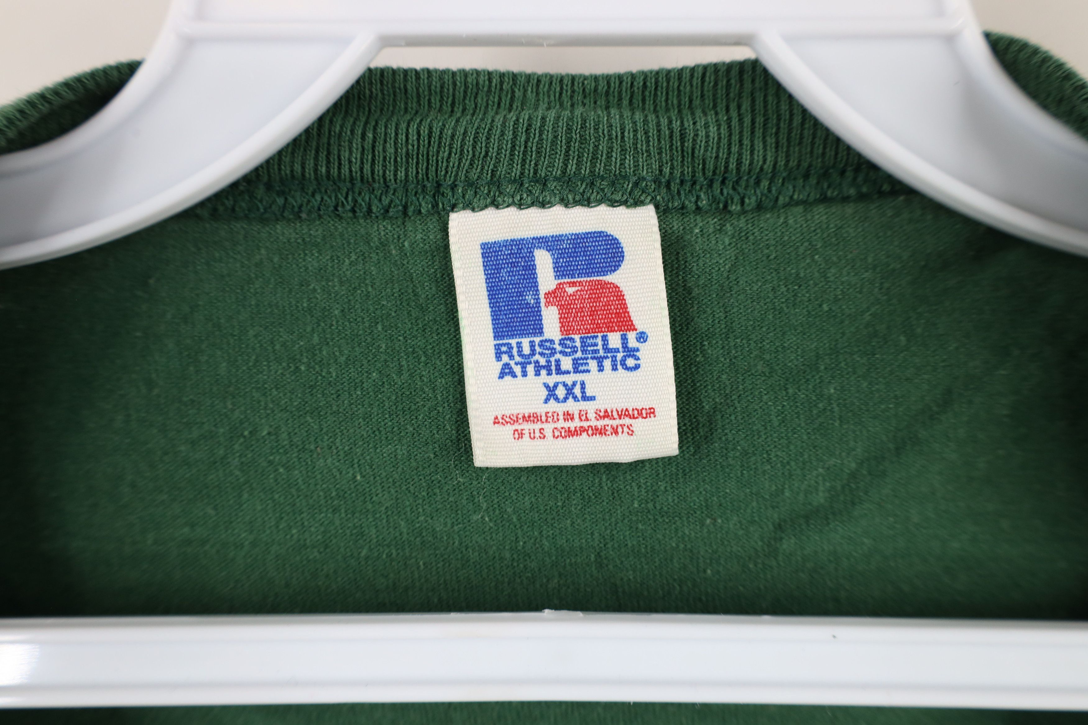 Russell Athletic × Vintage Vintage 90s Russell Athletic Blank T-Shirt Green Cotton Size US XXL / EU 58 / 5 - 6 Thumbnail
