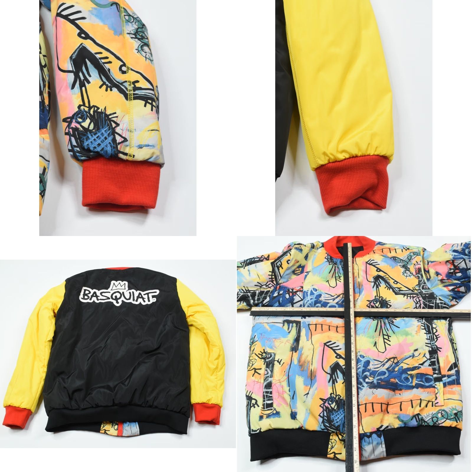 Reason Reason Jean Michel Basquiat Reversible Bomber Jacket Mens L Black Graffiti Size US 33 - 8 Thumbnail