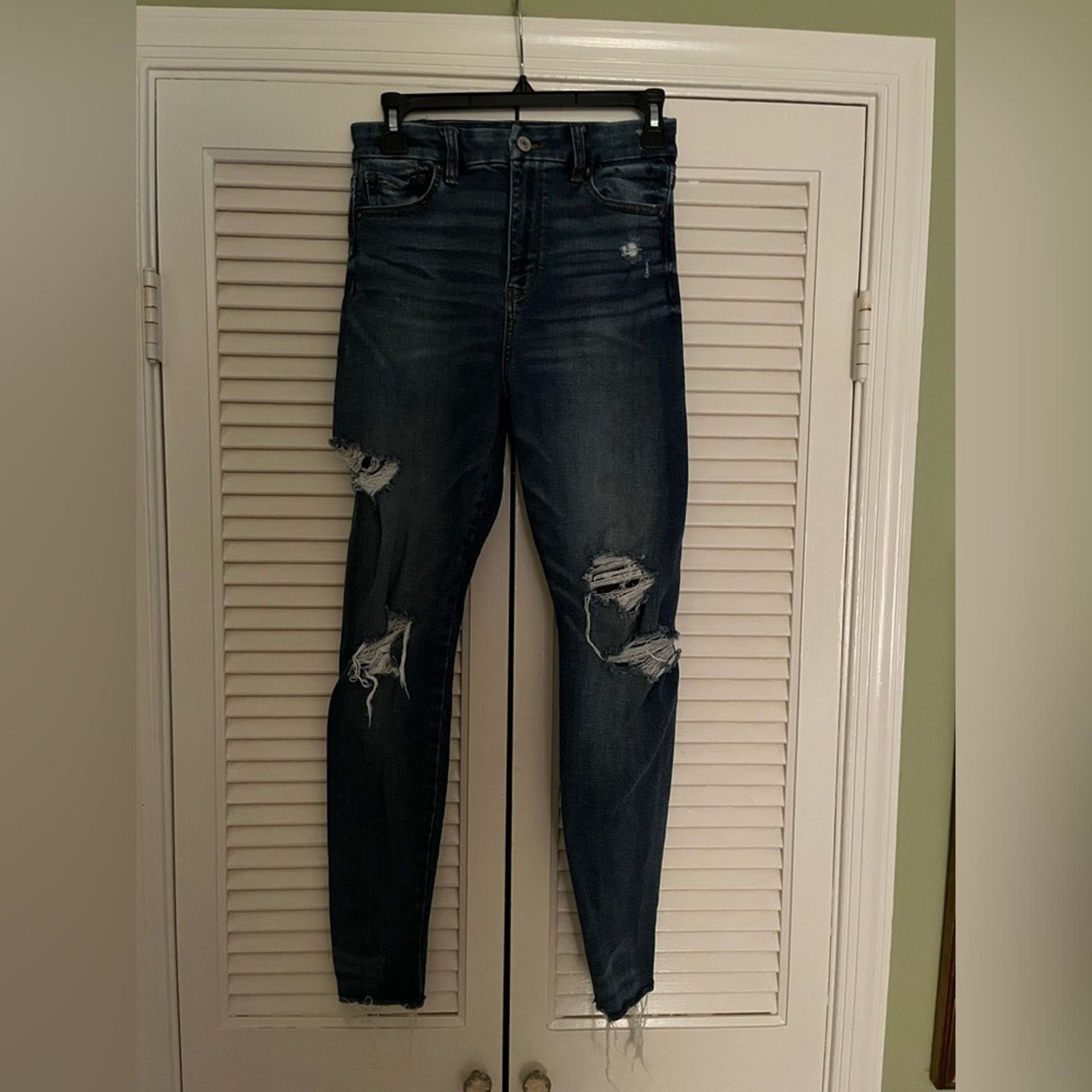 American Eagle Outfitters × Vintage American Eagle Jeggings Super Stretch Distressed Fringe Size 26" / US 2 / IT 38 - 1 Thumbnail