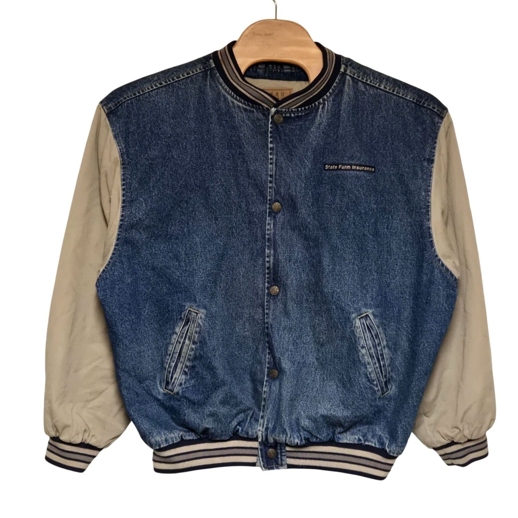 Vintage VINTAGE State Farm Insurance Denim Varsity Bomber Jacket Men’s XXL Promo Rare Jacket Size US XXL / EU 58 / 5 - 2 Thumbnail