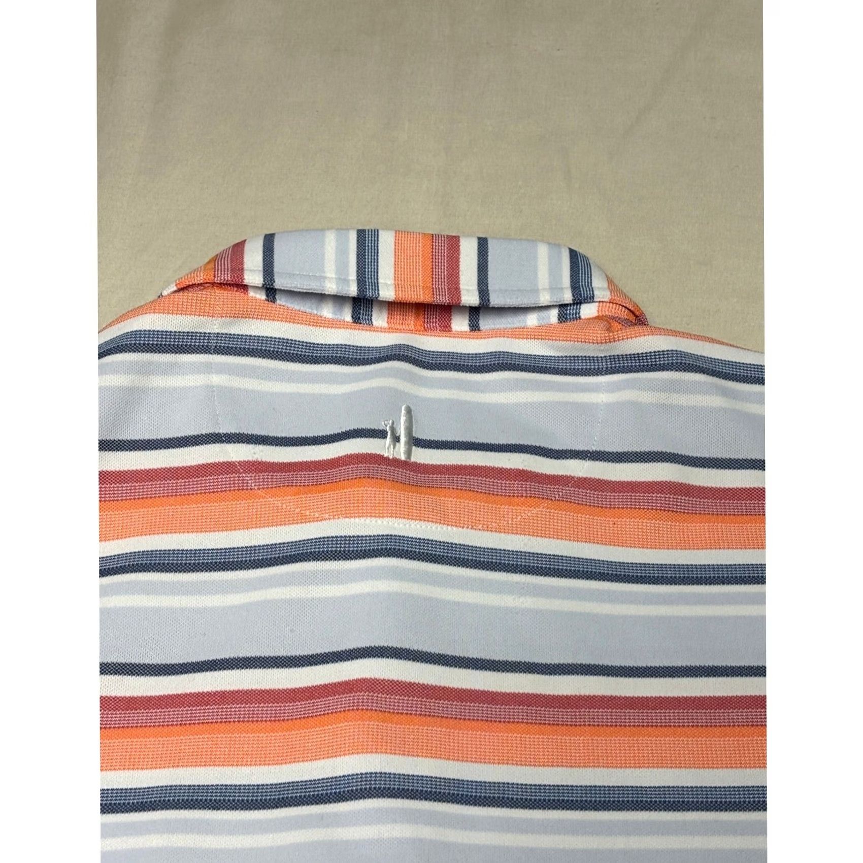 johnnie-O Johnnie-O Mens Large Striped Performance Polo Shirt Blue Orange Short Sleeve L Size US L / EU 52-54 / 3 - 6 Thumbnail