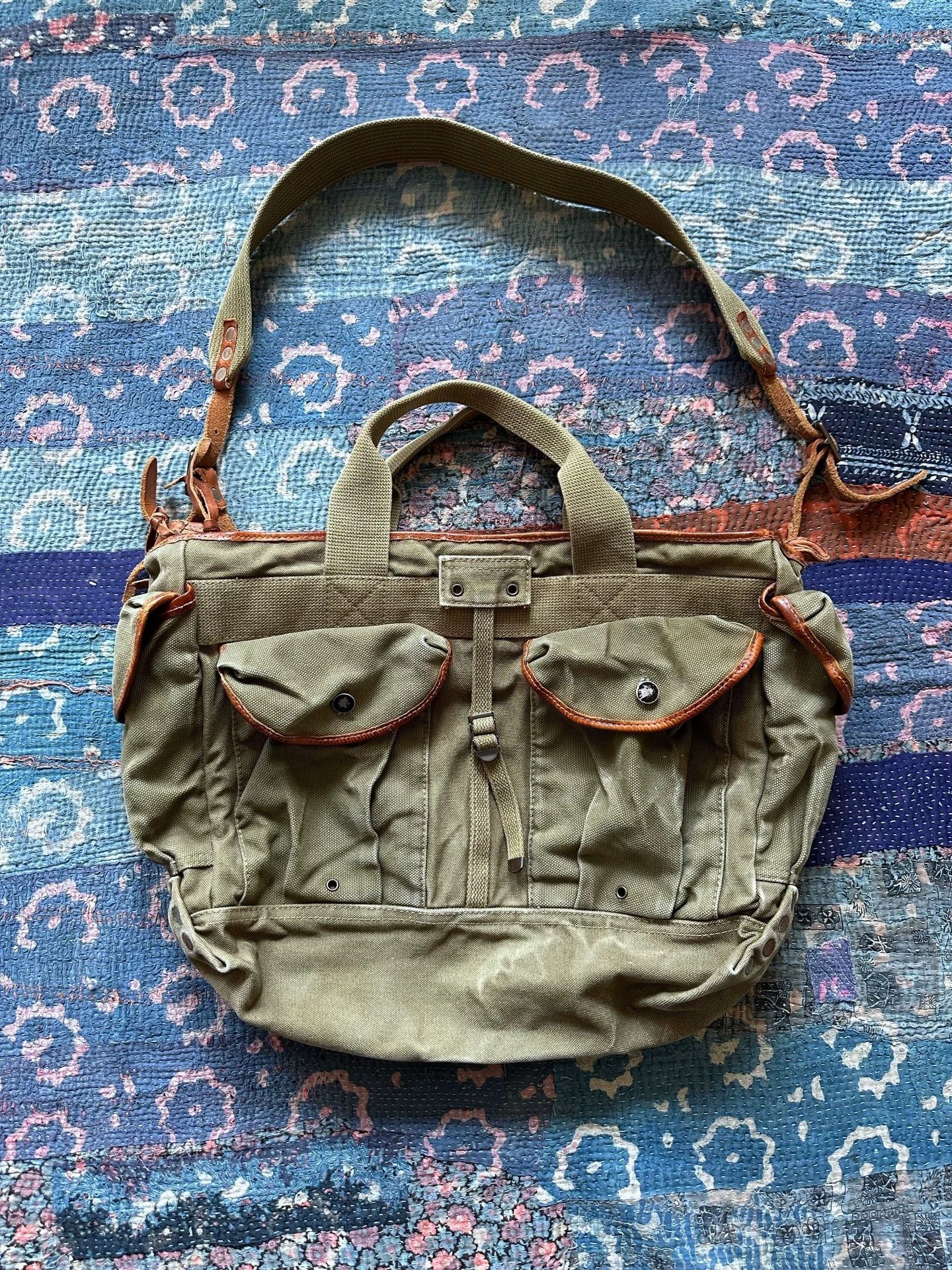 RRL Ralph Lauren RRL Distressed Color Block Leather Postman Bag Size ONE SIZE - 1 Thumbnail