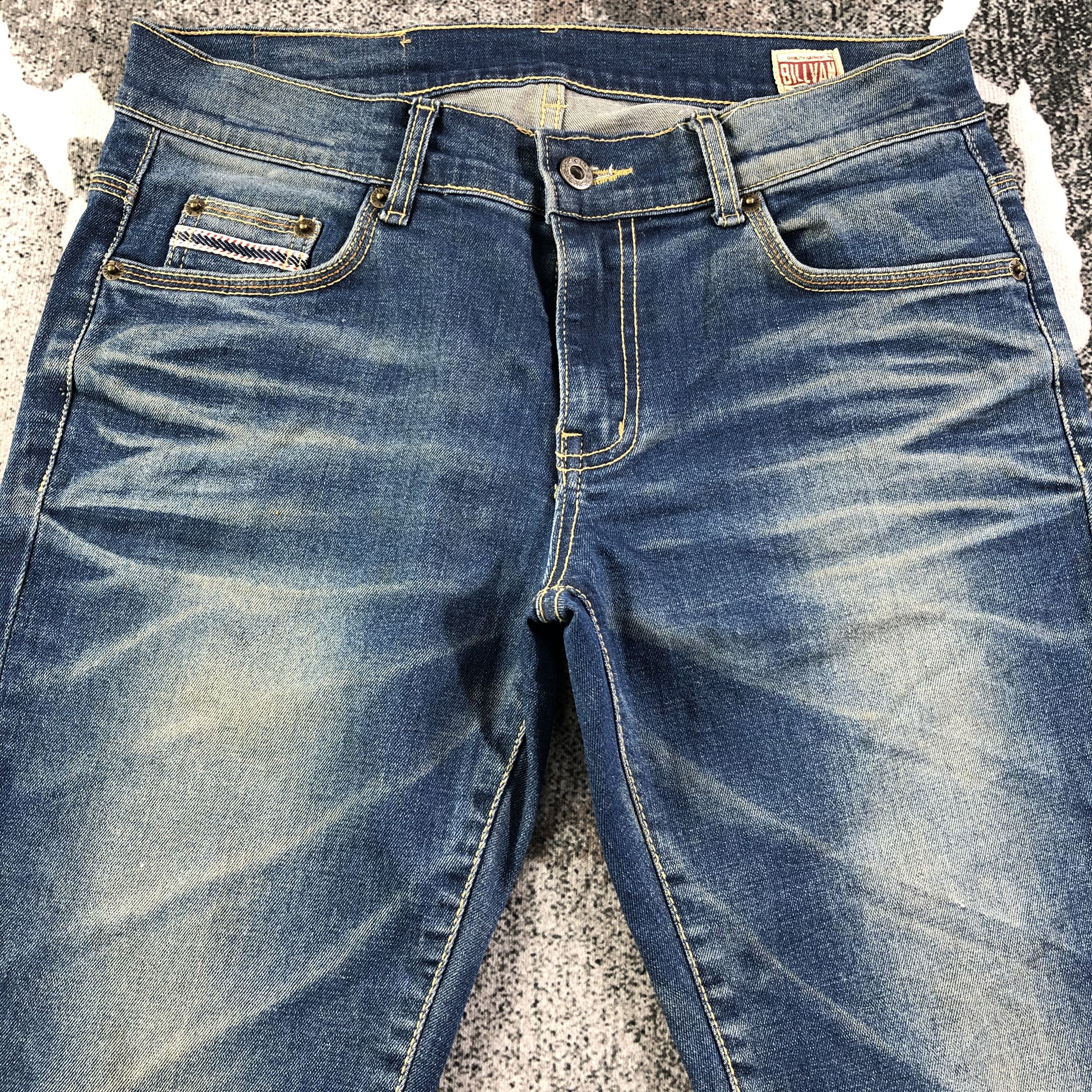 Japanese Brand Billvan Rubber Soul Jeans Faded Blue Denim KJ1539 Size US 31 - 3 Thumbnail