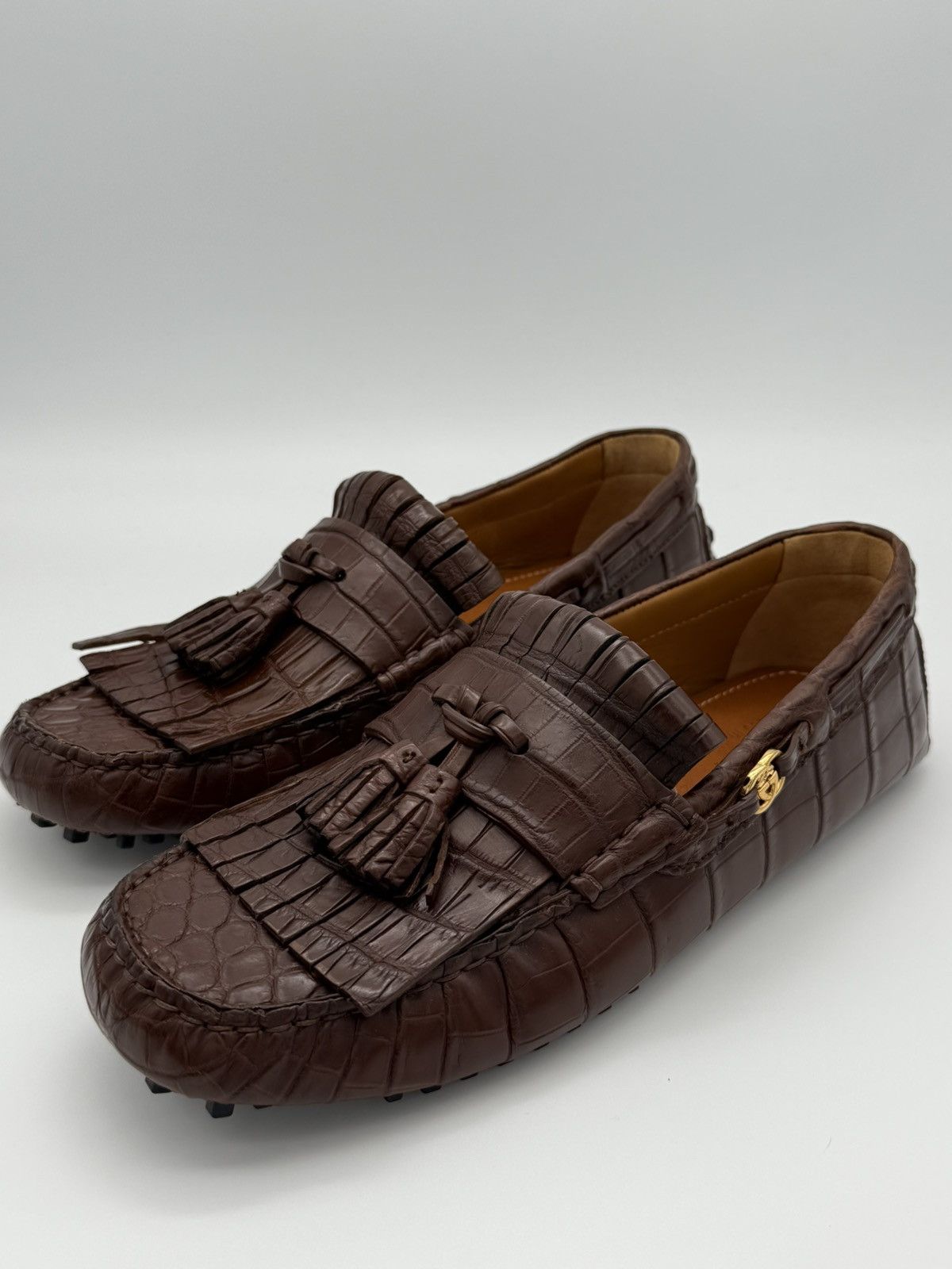 Gucci Gucci Men’s Brown Crocodile Moccasins Size 8 US NWT $3900 Size US 8 / EU 41 - 1 Thumbnail