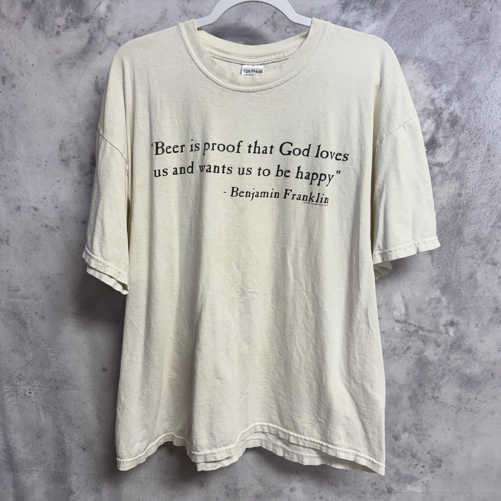Vintage Vintage 90s Ben Franklin Beer Quote T Shirt Mens XL White Size US XL / EU 56 / 4 - 2 Thumbnail