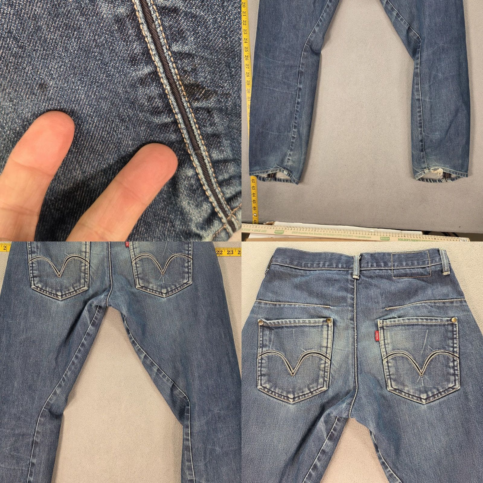 Levi's Levi's Jeans Mens Regular Straight Distressed Blue Denim 27x30 Mid Wash Frayed Hems 27 Inseam Regular Fit Pattern: Solid Size US 27 - 9 Thumbnail