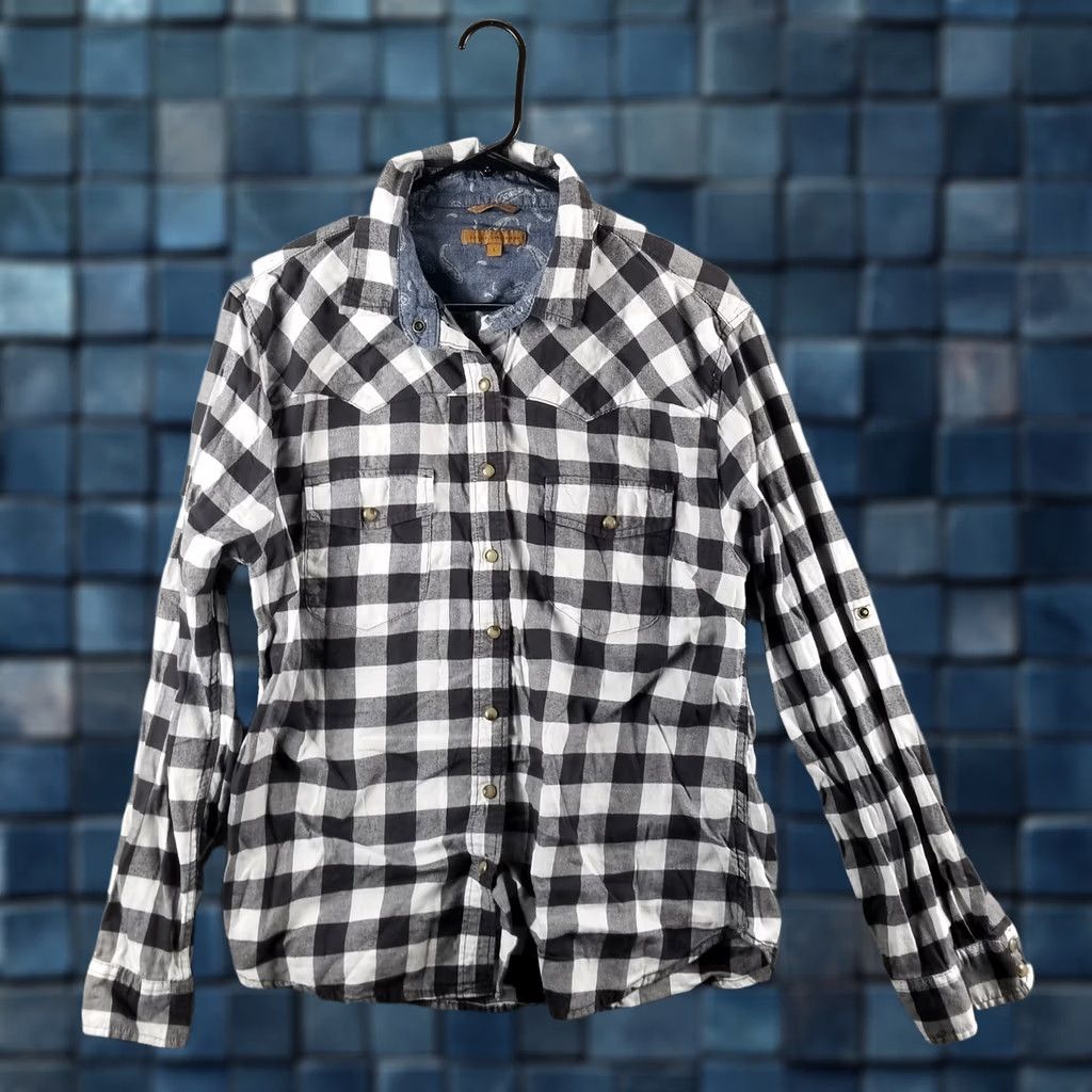 Vintage Jachs Girlfriend Flannel Shirt Women L Plaid Pearl Snap Stretch Casual Button-Up Size L / US 10 / IT 46 - 1 Thumbnail